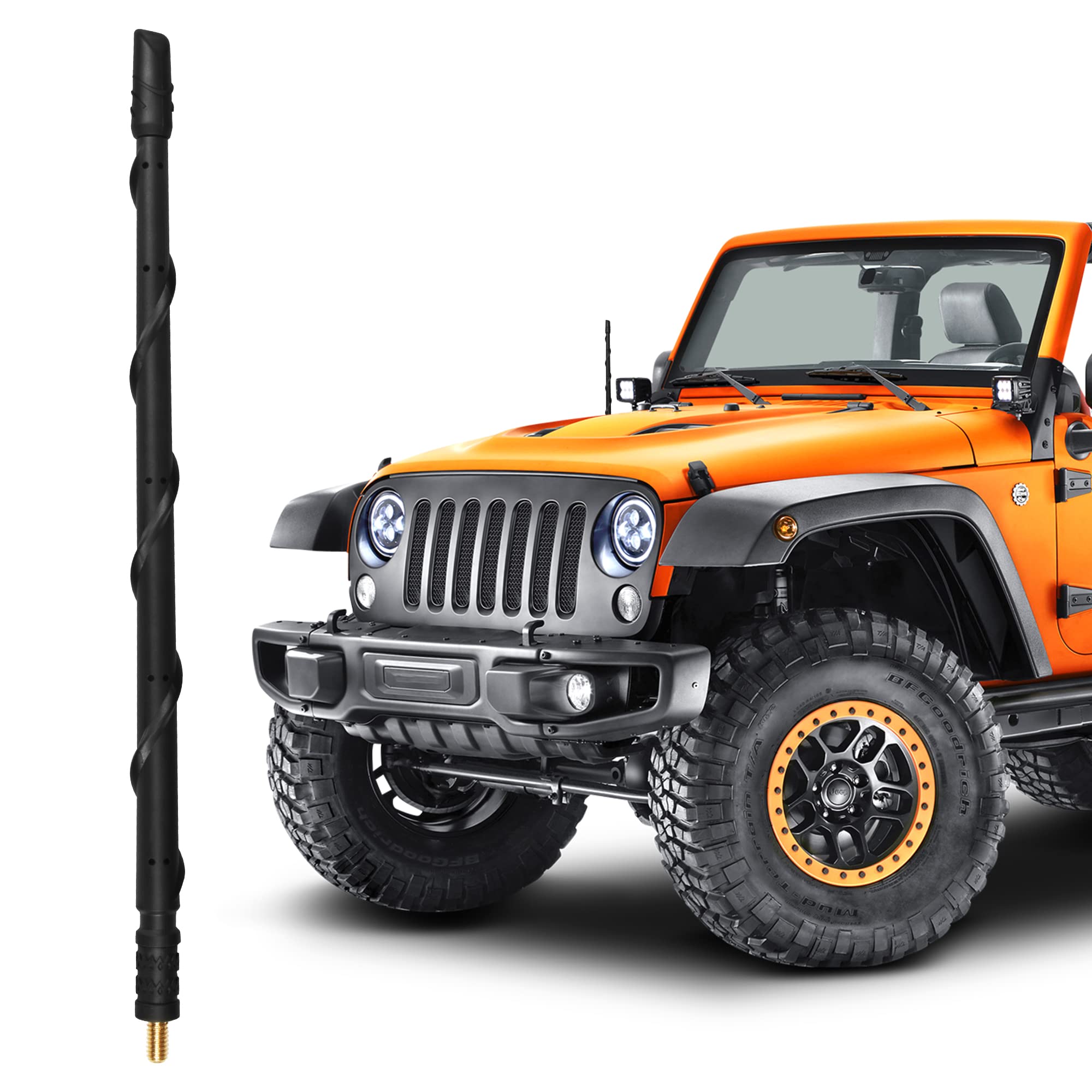 Basiker Antenna Compatible With Jeep Wrangler Jk Jl Jt Gladiator Rubicon Sahara 2007 2023 2024 2025, 13 Inch Car Replacement Antenna, Gladiator Jeep Accessories Designed For Optimized Radio Reception