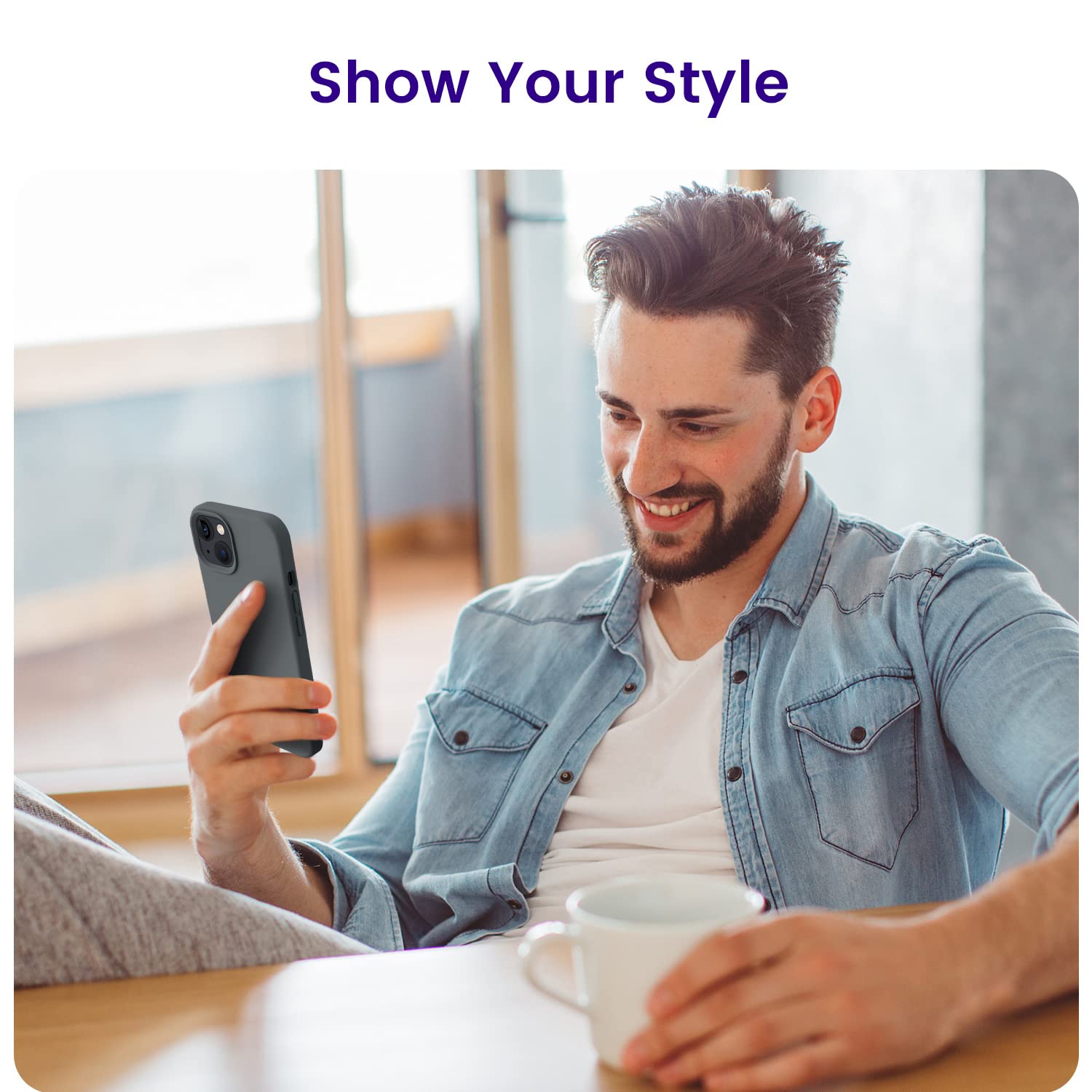 Otofly Designed For Iphone 14 Case, Silicone Shockproof Slim Thin Phone Case For Iphone 14 6.1 Inch (Space Gray)