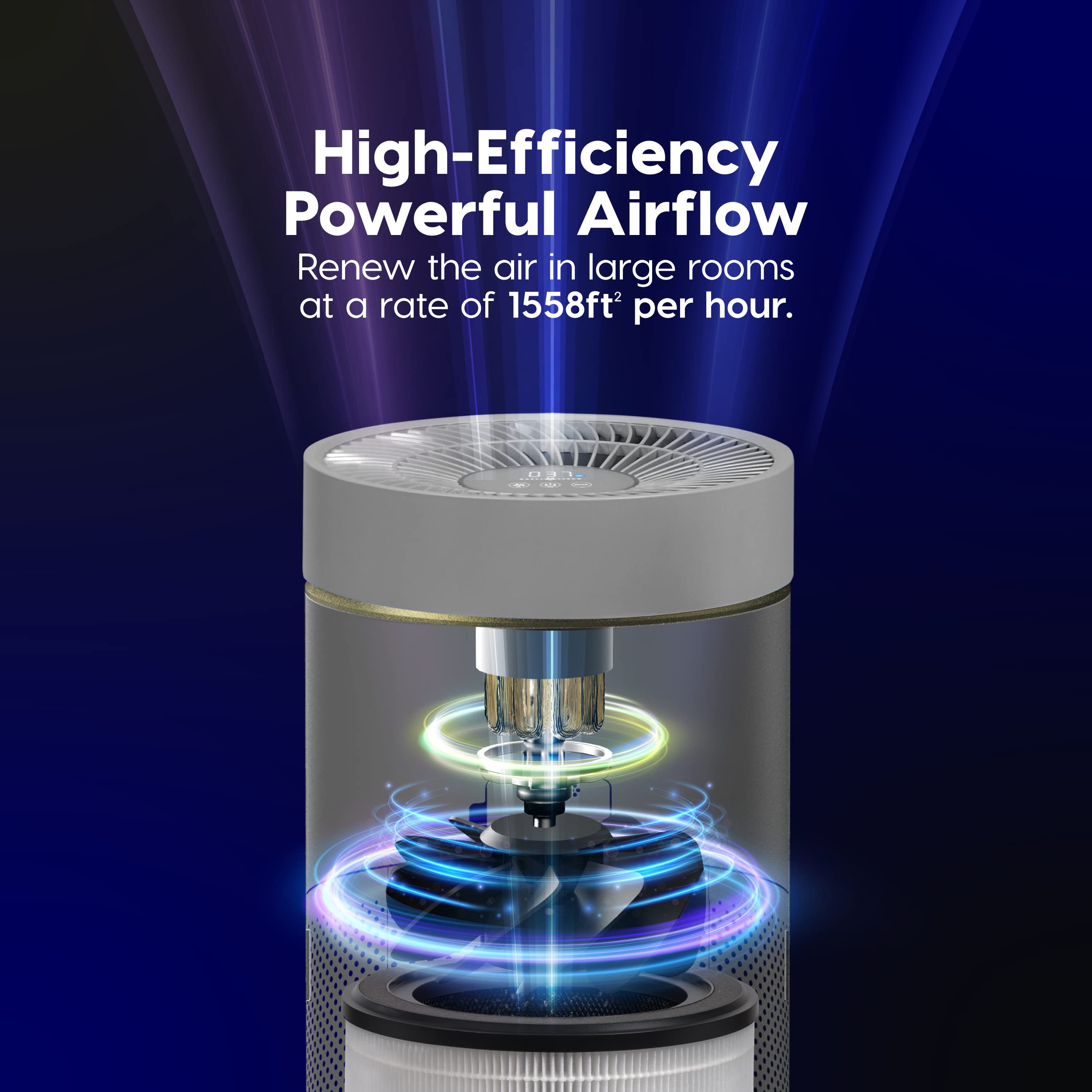 Iris Usa Woozoo Air Purifier For Home Large Rooms Bedroom With H13 True Hepa Filter, Remove Up To 99.97% Of Particles Pollen Pet
