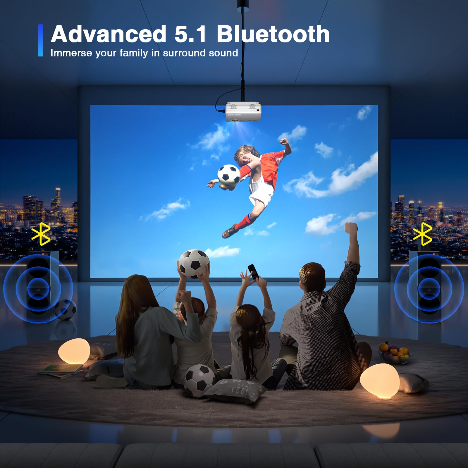 Auking Projector With Wifi And Bluetooth, 2024 Upgraded Mini Projector, Full Hd 1080P Home Theater Video Projector, Compatible W