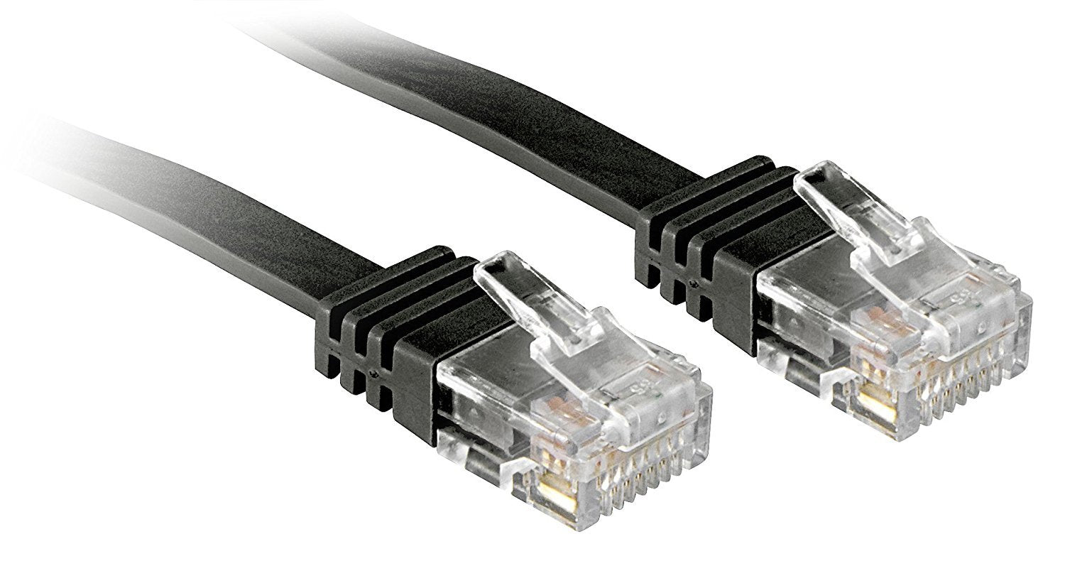 LINDY - Cat.6 Flachband-Patchkabel ungeschirmt, Schwarz, 2m