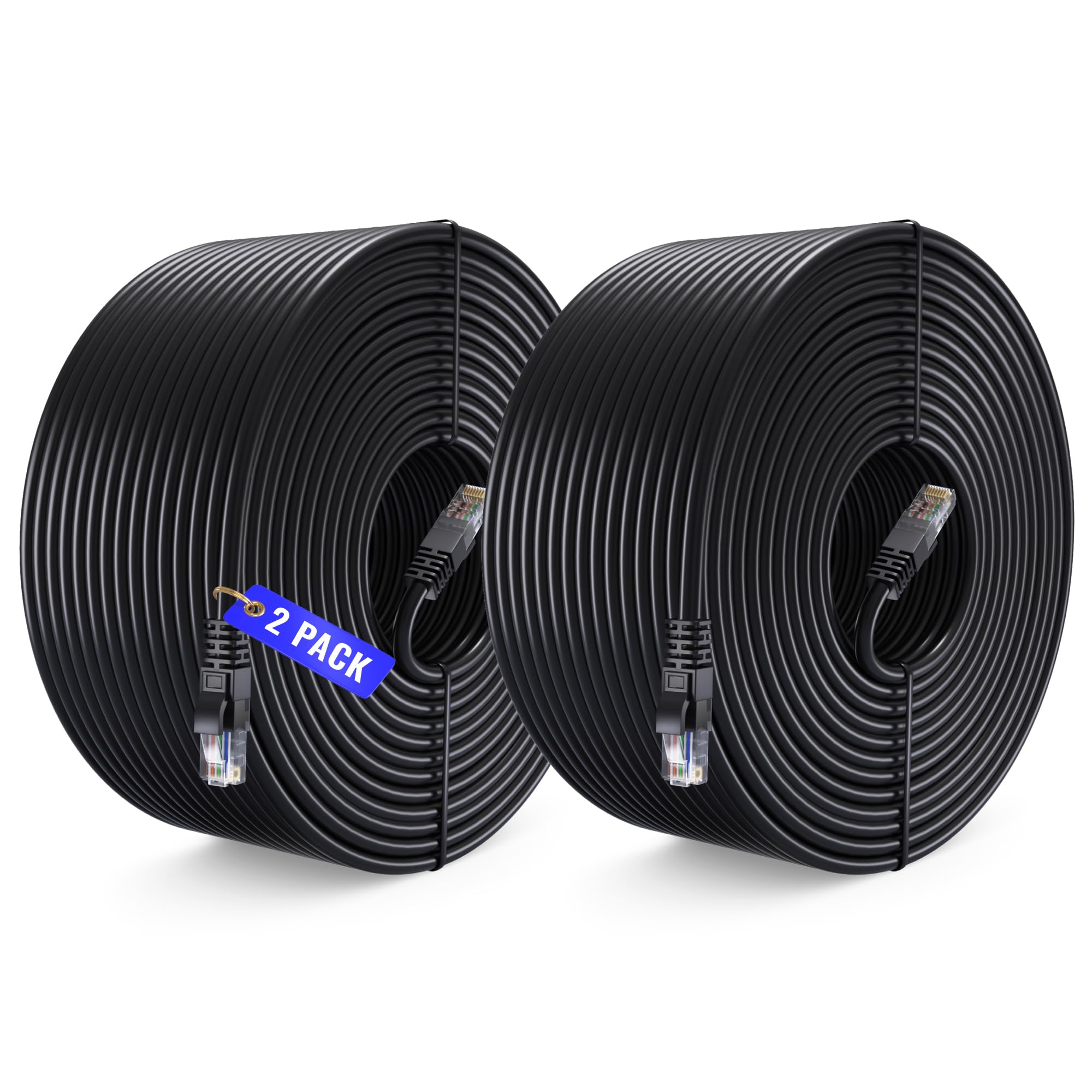 Maximm Cat 6 Ethernet Cable 250 Ft (2 Pack)   High Speed Lan Cable, Internet Cable, Patch Cable, And Network Cable   Utp, 10Gbps, 550Mhz Cat6 Cable   Black