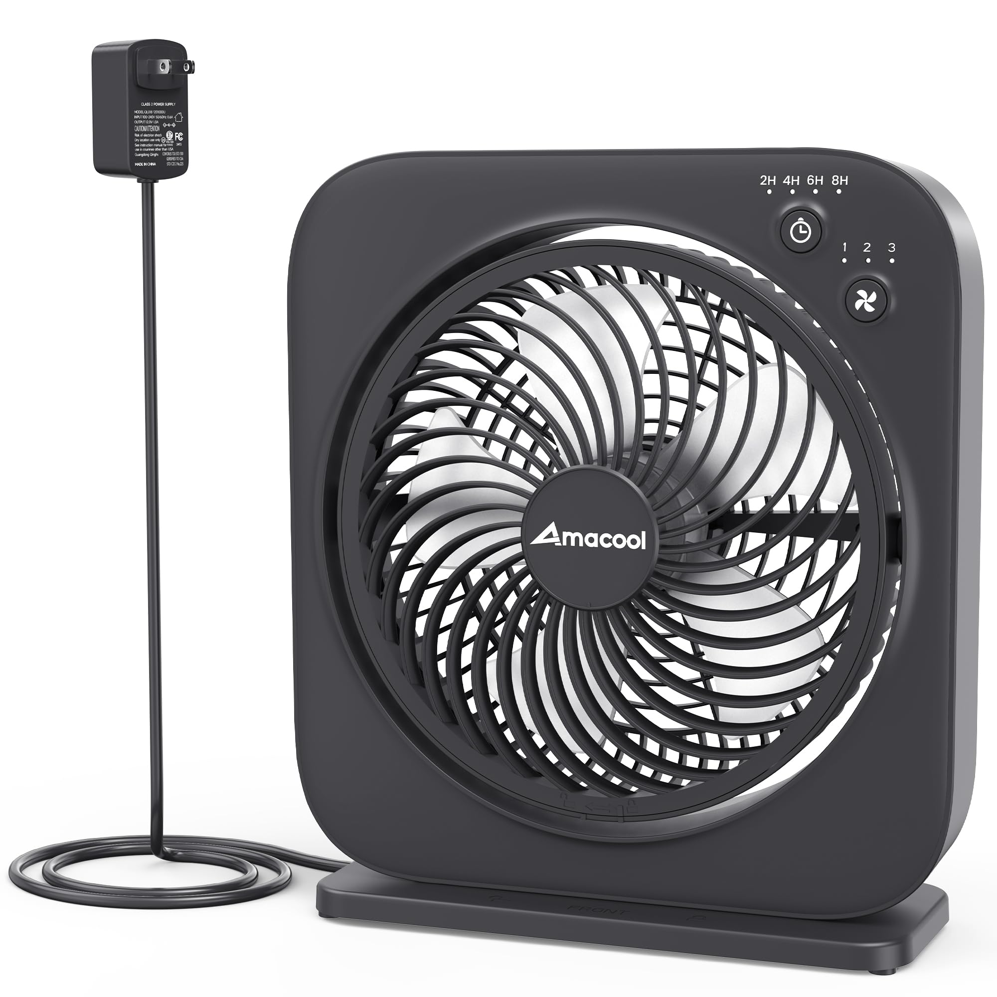 Amacool Table Fan, 12 Inch Box Fan With 3 Adjustable Speeds & 8Hrs Timer, 60 Pivoting Quiet Air Circulator, Desktop Fan For Bedr