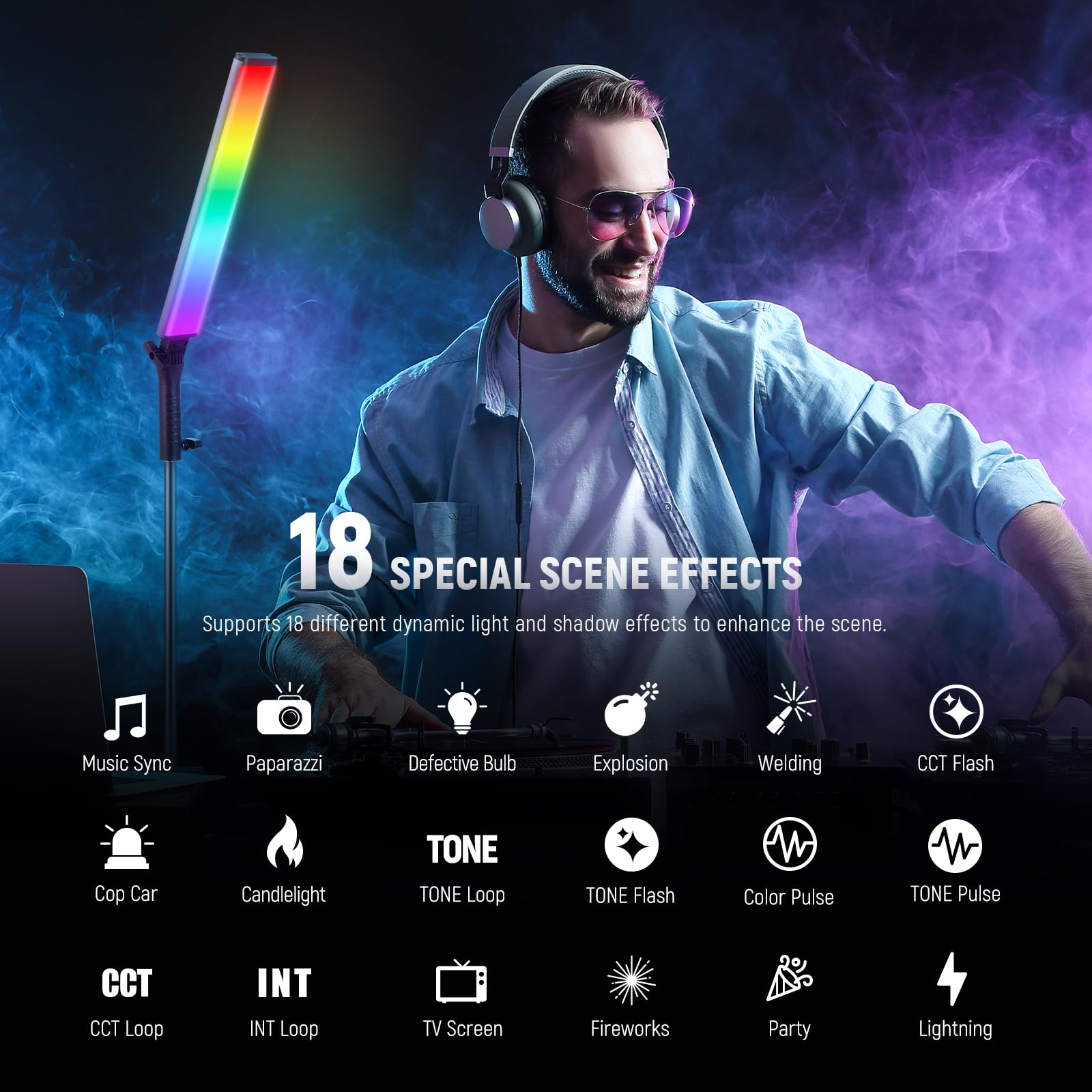 Neewer Rgb Light Wand With 2.4G/App Control, Upgraded 360 Touchable Rgbww Mixer Photography Handheld Led Video Lighting Stick Wi