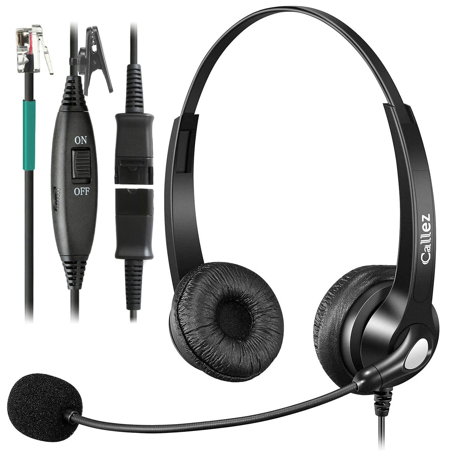 Rj9 Telephone Headset With Mic Noise Cancelling, Quick Disconnect Phone Headset Compatible With Polycom Voip Vvx310 Vvx311 Vvx41