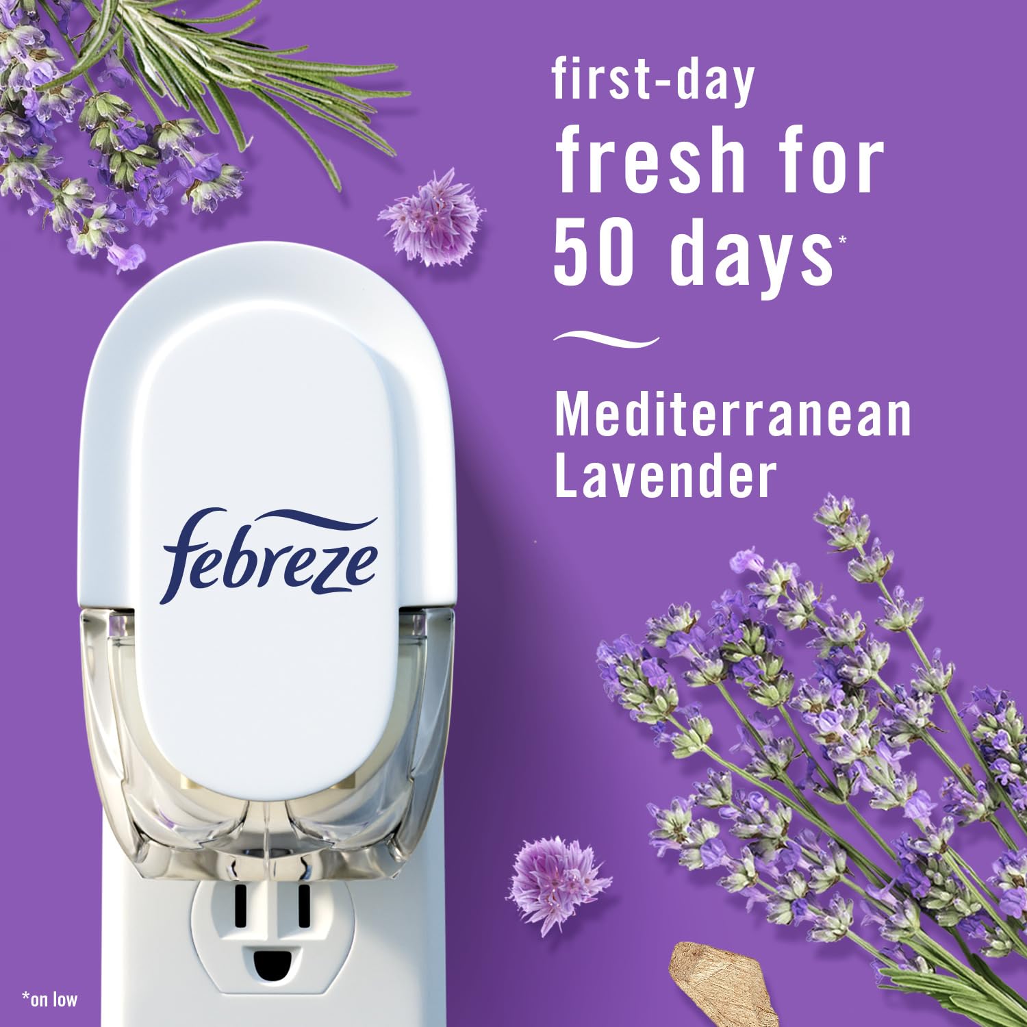 Febreze Plug In Air Fresheners, Mediterranean Lavender, Odor Eliminator For Strong Odors, Scented Oil Refill (3 Count)