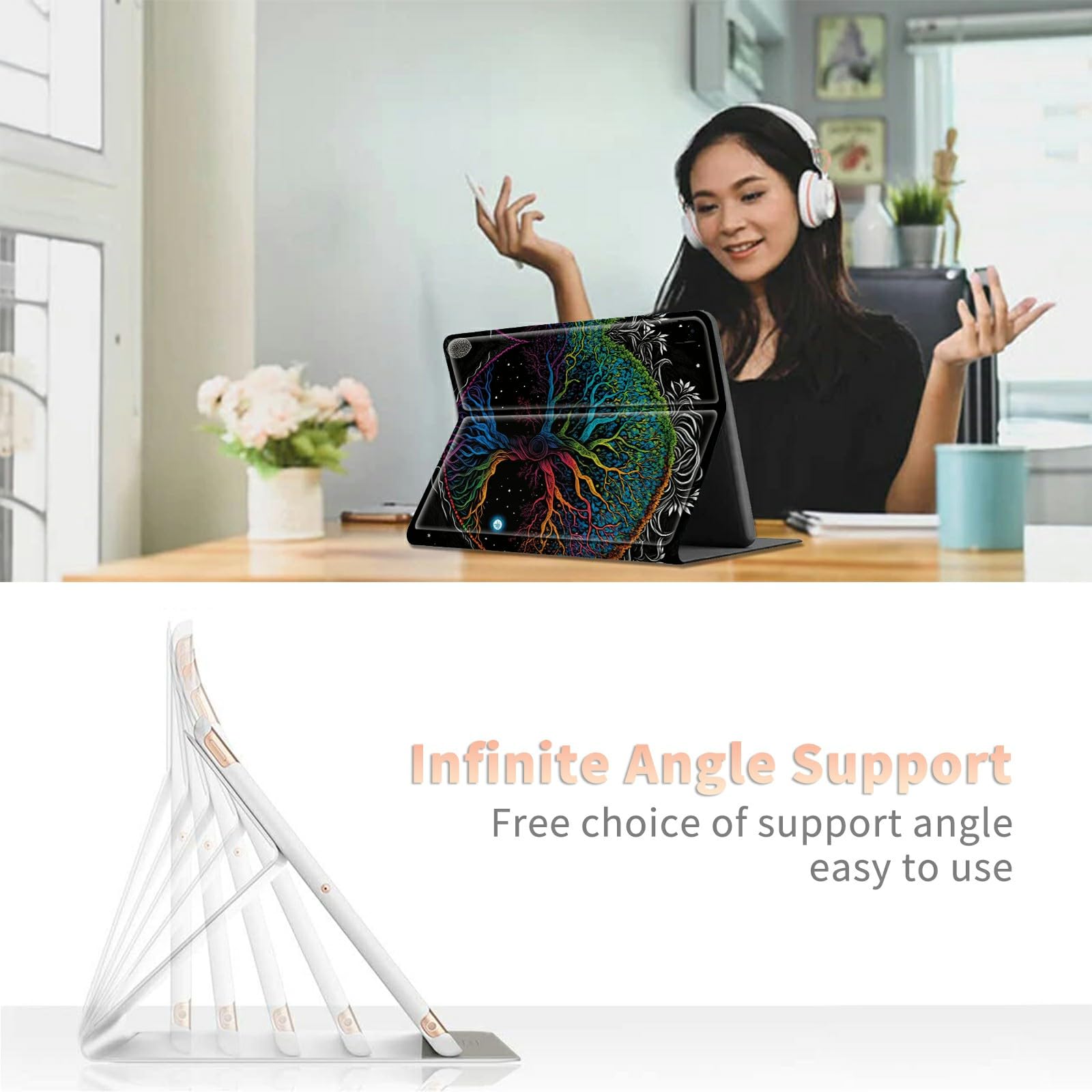 Cat Library Case For All New Kindle Fire Hd 10 Tablet 10.1'' (13Th Generation, 2023 Release), Pu Leather Folding Stand Cover Wit