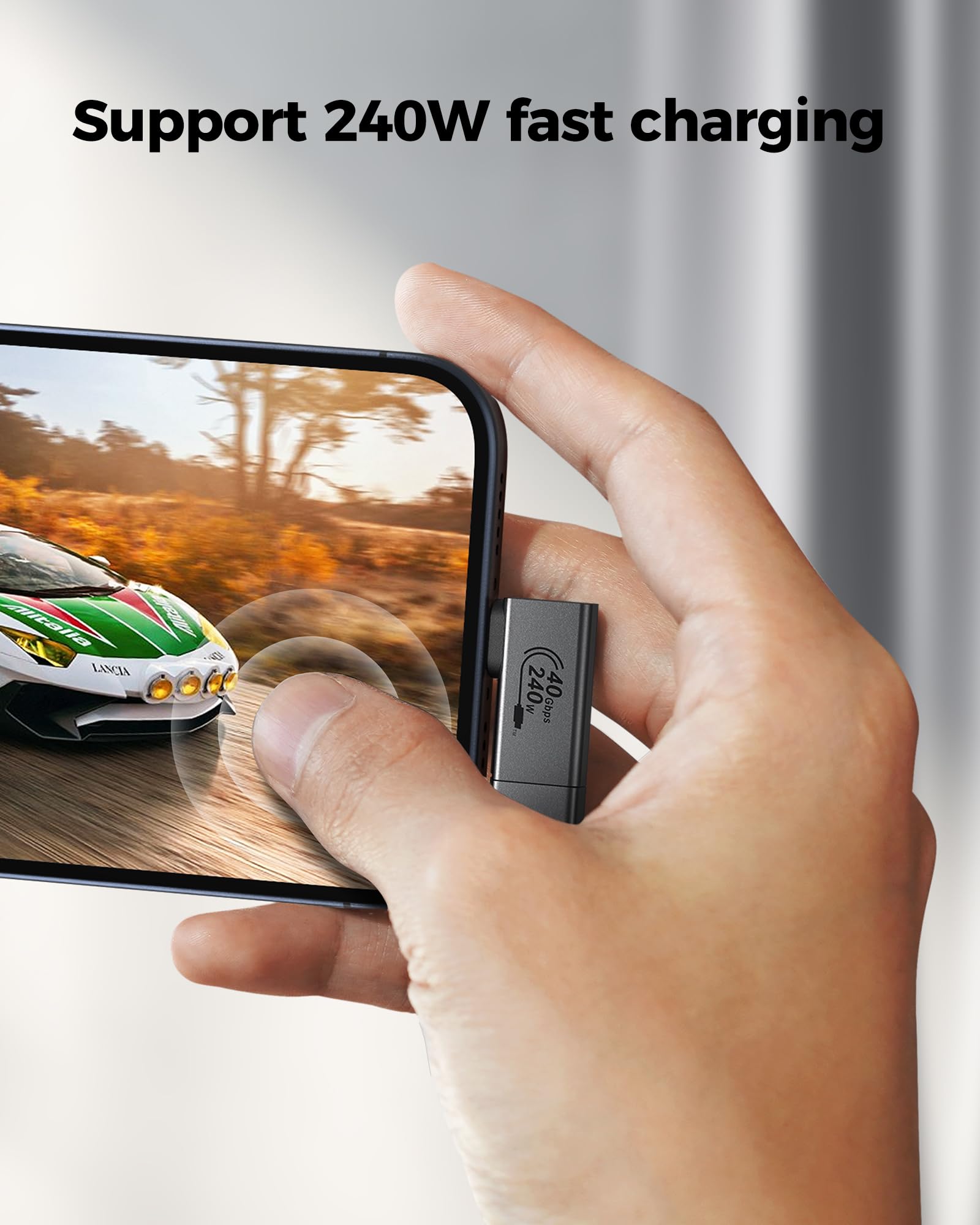 Silkland 90 Degree Usb C Right Angle Adapter 2 Pack, 240W 40Gbps Male To Female Usb C Adapter Extender Compatible With Thunderbolt 4/3 For Steam Deck, Rog Ally, Macbook, Switch, Iphone 16/15, Quest 3