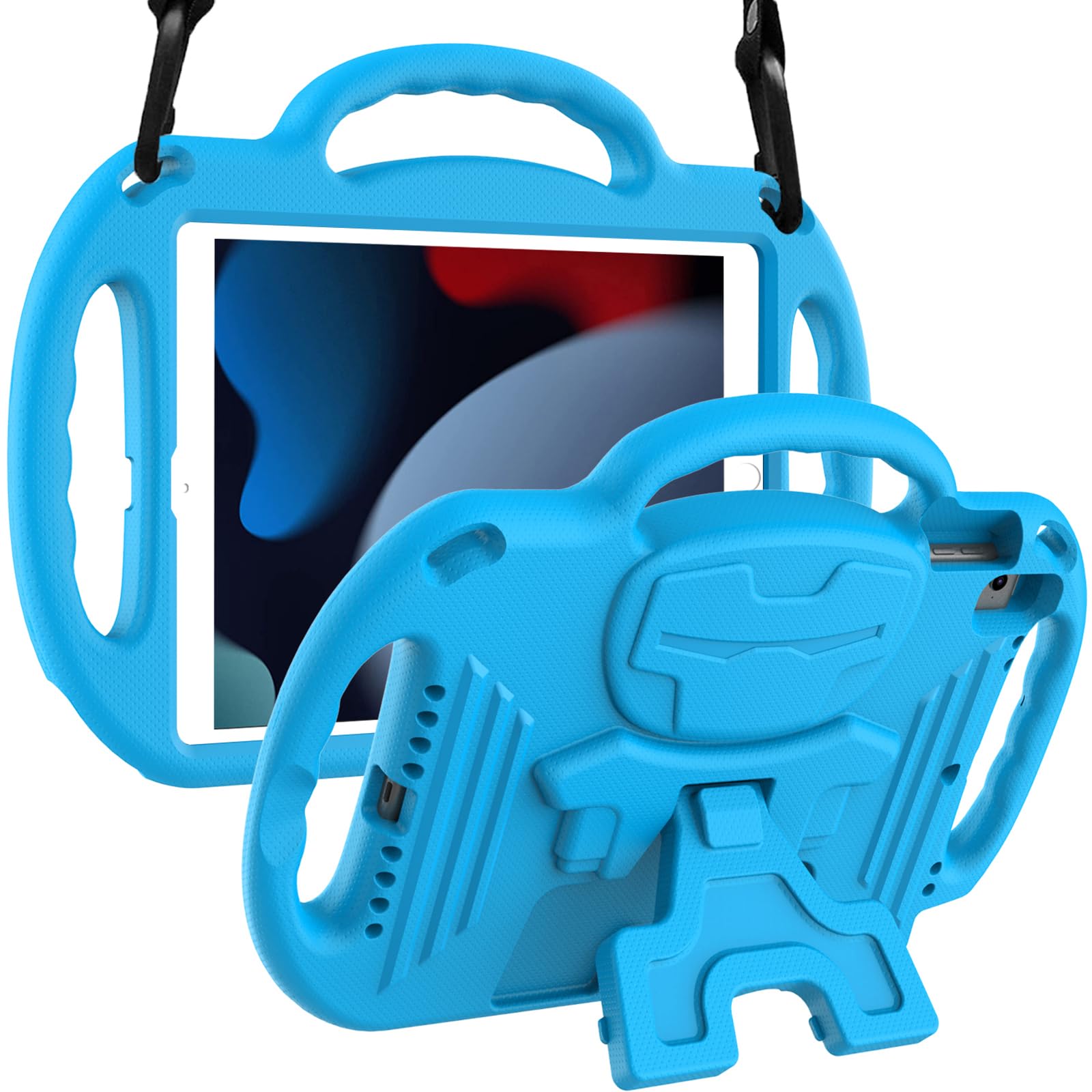 Ltrop Case For Ipad 9Th/8Th/7Th Generation(2021/2020/2019), Ipad 10.2 Inch Case For Kids With Shoulder Strap Handle Stand For Ip