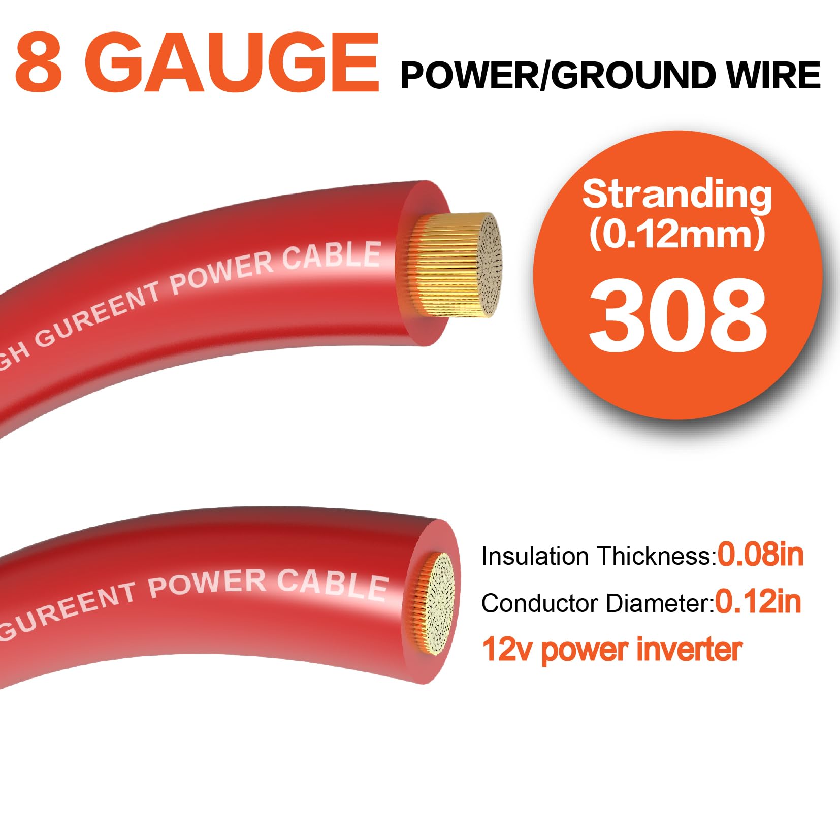 8 Gauge Wire (25Ft Each   Red/Black) Copper Clad Aluminum Cca   Primary Automotive Wire,Car Amplifier Power & Ground Cable, 20Pc