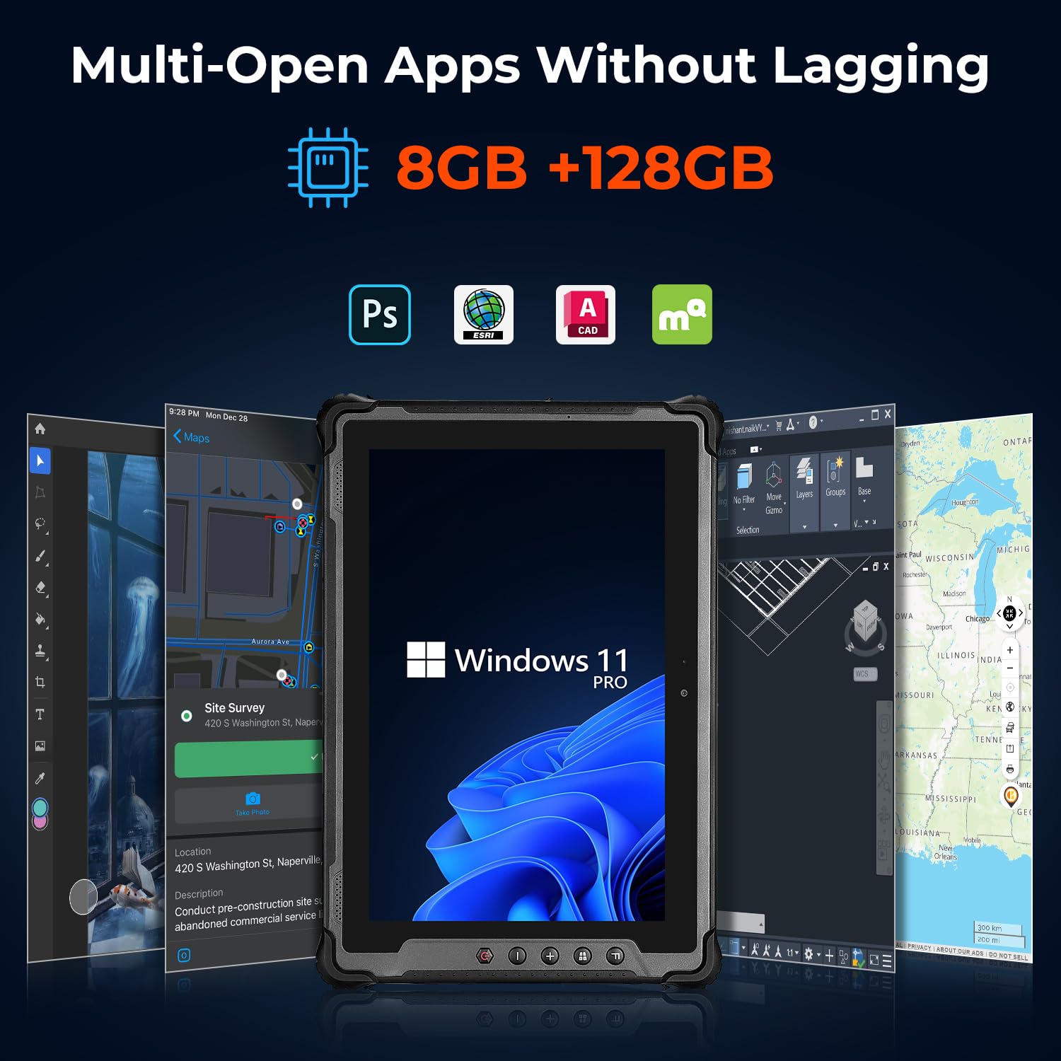 Munbyn Rugged Tablet Windows 11 Pro, 1000Nit Sunlight Readable, Wi-Fi 6 Rugged Pc, 10.1-Inch, Intel N100, 8Gb+128Gb, Gps Tough T