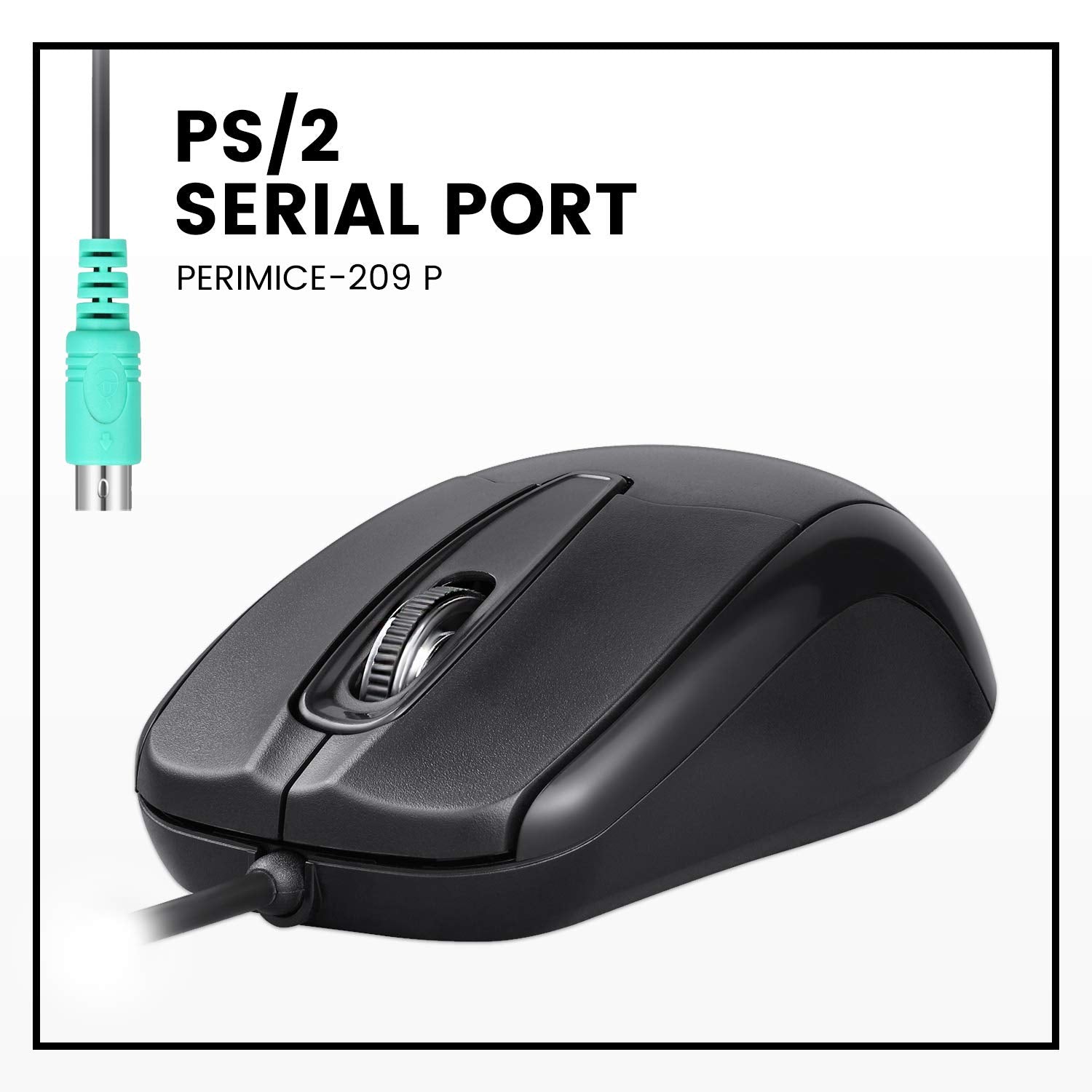 Perixx Perimice 209 P, Wired Ps2 Mouse With 1000 Dpi Resolution, Black, (10442)