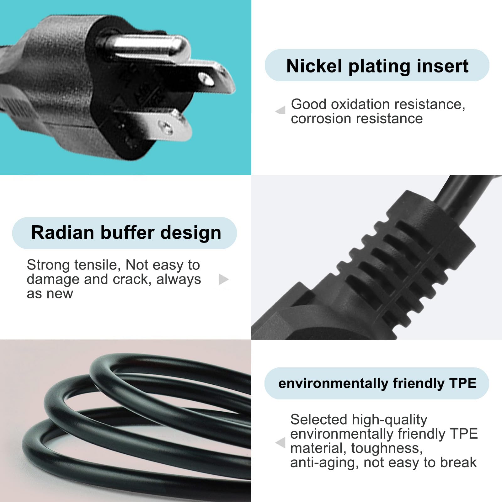 3 Prong Tv Power Cord Cable For Lg Tv 42Lg50 42Lk450 32Lg30 42Cs570 42Lk520 32Lv2500 42Lf11 42Lg20 42Lg30 42Lg30Dc 42Lg70 42Lk550 55Lw5600 55Lw5300 55Lw5700 55Lw6500 & More Replacement Power Cord