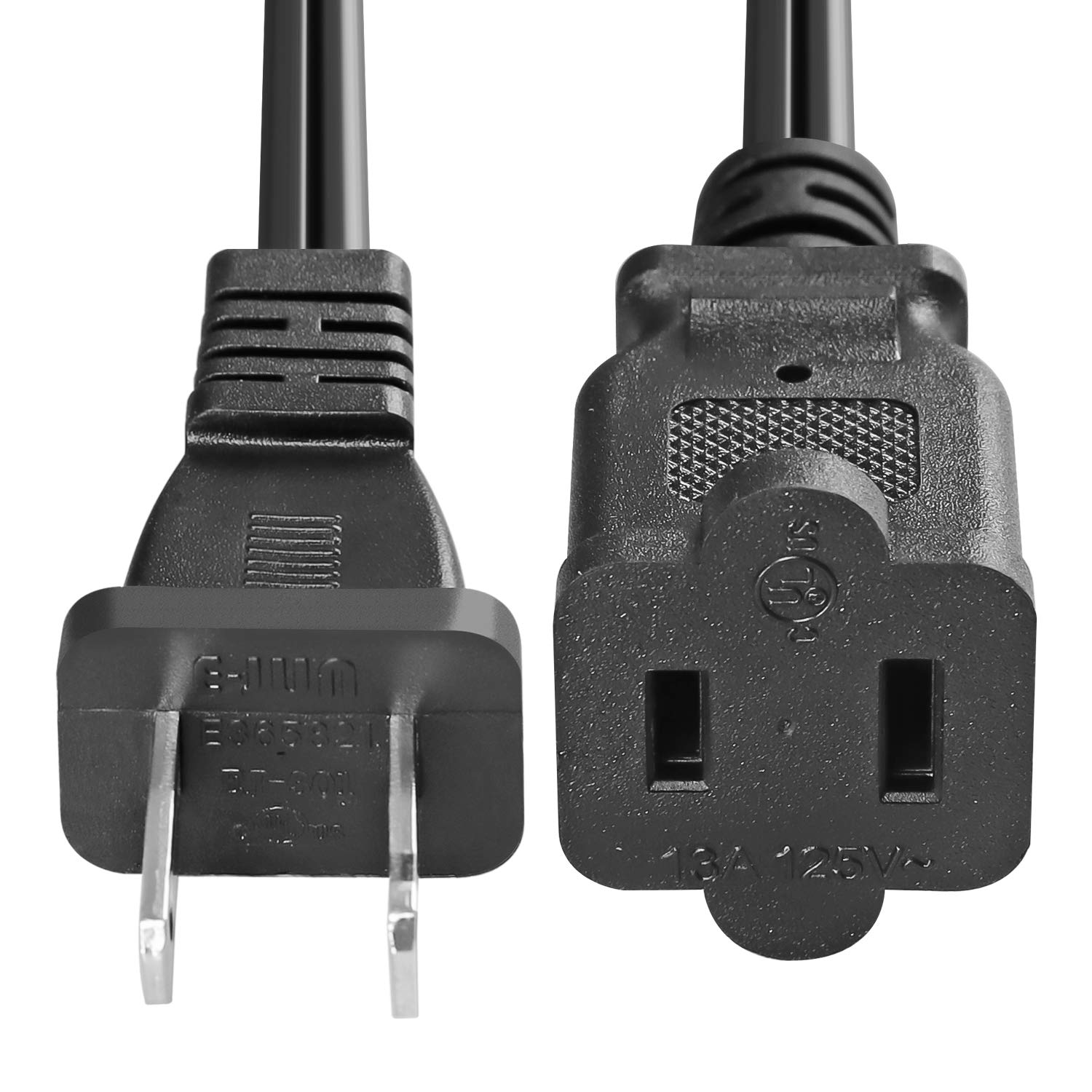 Vseer Polarized 2 Prong Male Female Extension Power Cord Cable, Outlet Extension Cable Cord Us Ac 2 Prong Male/Female Power Cable 13A/125V,Nema 1 15P To 1 15R Cable Polarity (3Ft)