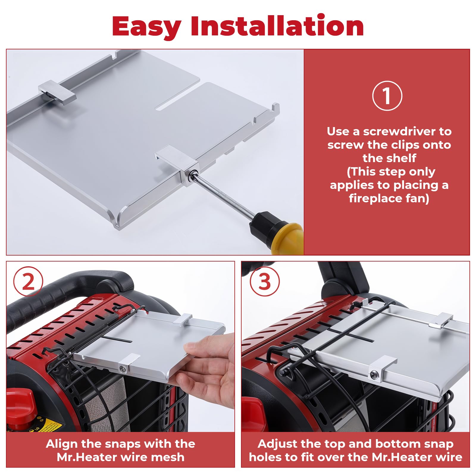 Wood Stove Fan Bracket For Mr Heater Buddy, Multi Purpose Mr Heater Holder For Fireplace Fan/Heated Stuff Shelf, Stand With Clip