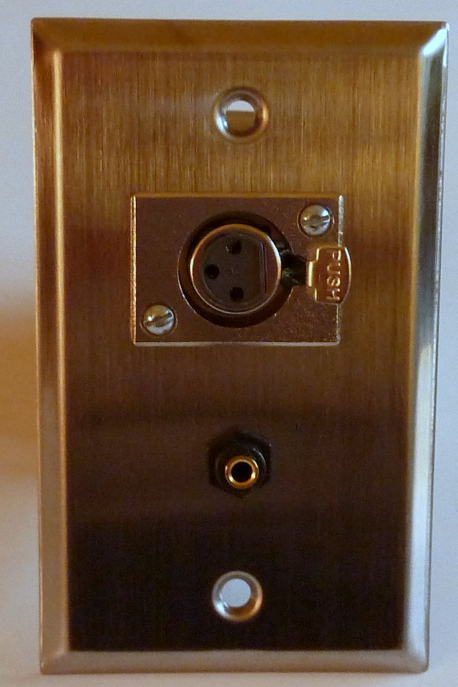 Philmore Stainless Steel Wall Plate With (1) Xlr 3 Pin Female Microphone Connector & (1) 3.5Mm Stereo Feed Thru Jack; 75 733