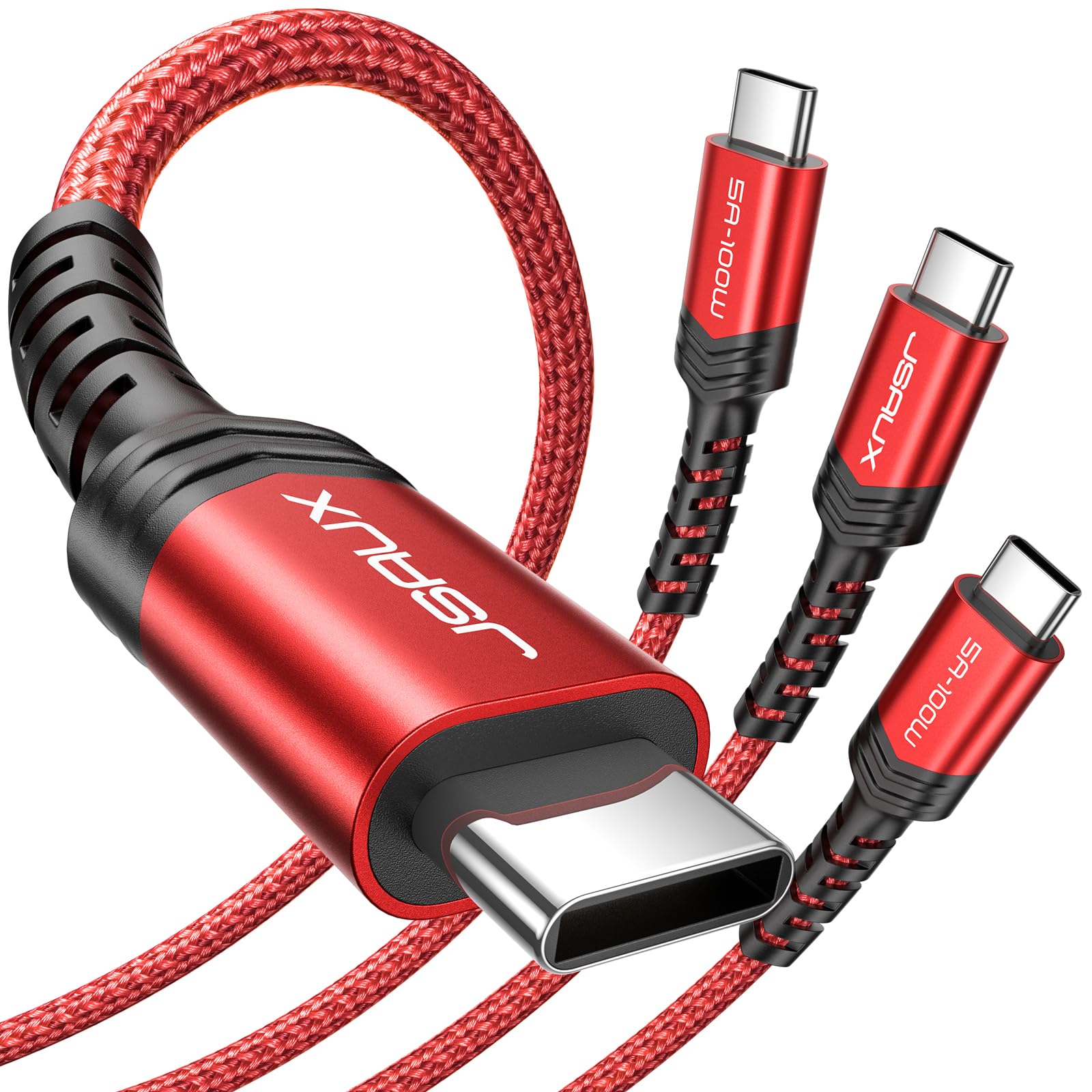 JSAUX 100W USB C to USB C Cable (2-Pack 6.6FT+6.6FT), 5A PD USBC Type-C Carplay Cable Fast Charging Cord Compatible with iPhone 