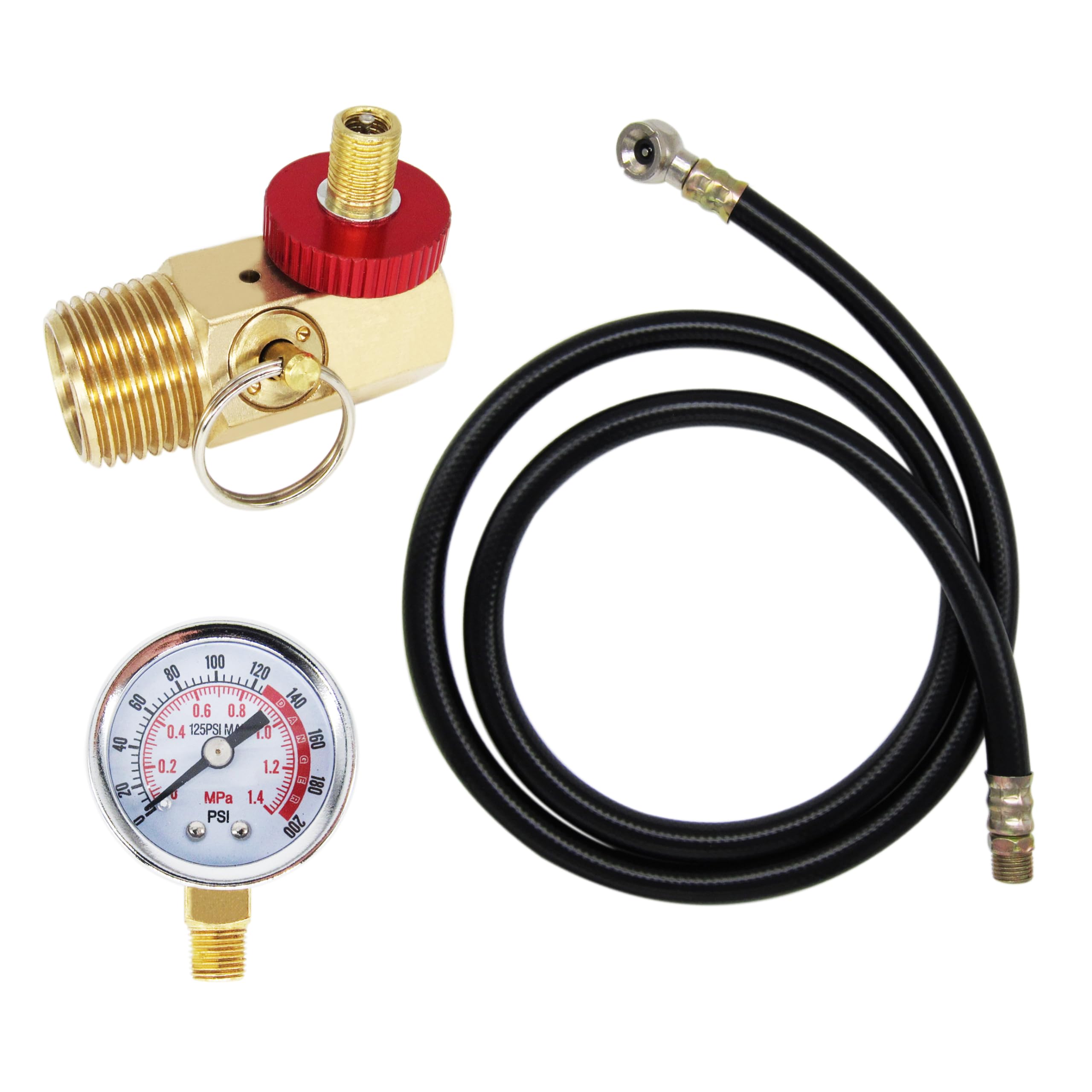 Jiaximan Air Tank Valve Kit With Gauge, Safety Valve Manifold And 4 Feet Air Tank Hose Assembly For Portable Air Tank