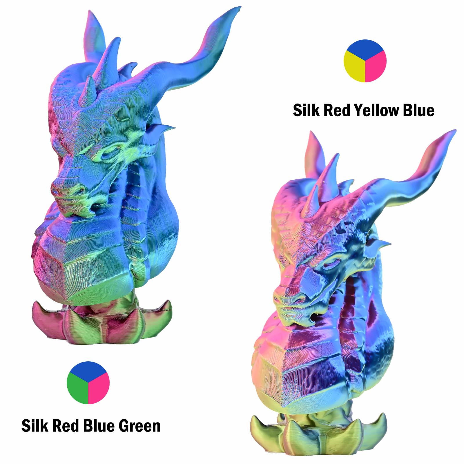 Ovv3D 3D Printer Filament, Tri Colors Pla Filament 1.75Mm, Coextrusion Silk Pla Filament, Rainbow Pla Filament With Silk Pla Blu