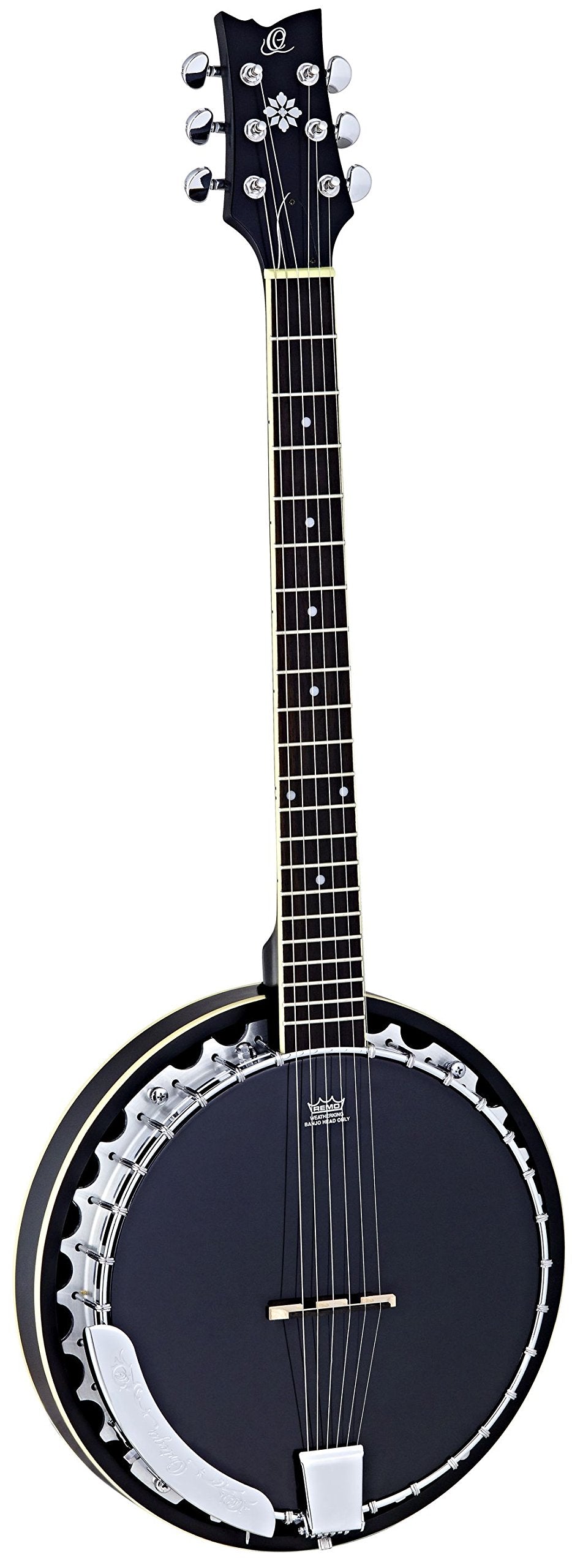 Ortega Guitars Raven Series 6-String Banjo w/Bag, Right (OBJ350/6-SBK)