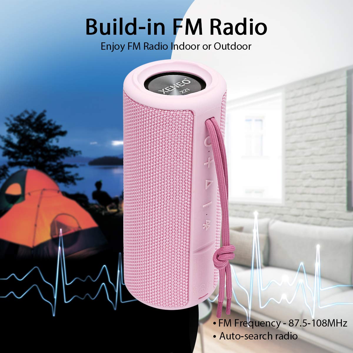 Xeneo X21 Portable Bluetooth Outdoor Speaker For Girls Wireless Bluetooth Speaker Waterproof With Fm Radio, Micro Sd Card Slot,