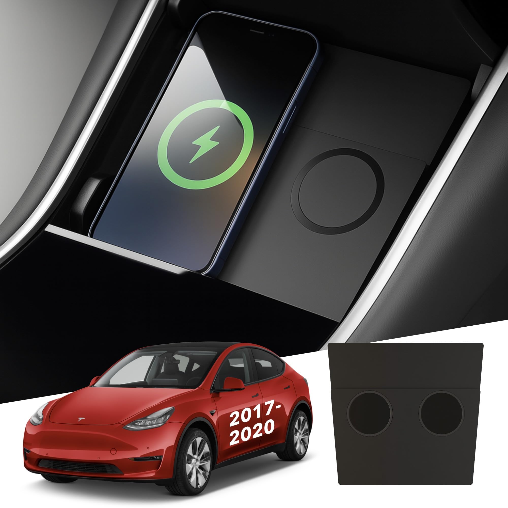 TWRAPS Dual Wireless Phone Charger for 2017-2020 Tesla Model 3 and Tesla Model Y, 1st Gen Center Console Charging Pad -Works wit