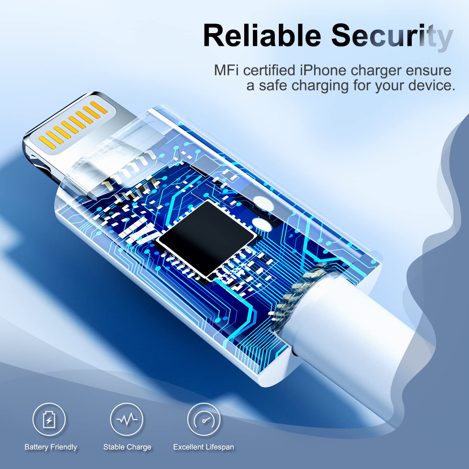 Iphone Charger 6 Feet Apple Mfi Certified, Lightning Cable 6Ft Fast Charging Cord Compatible With Iphone 14 13 12 11 Pro Max Xr