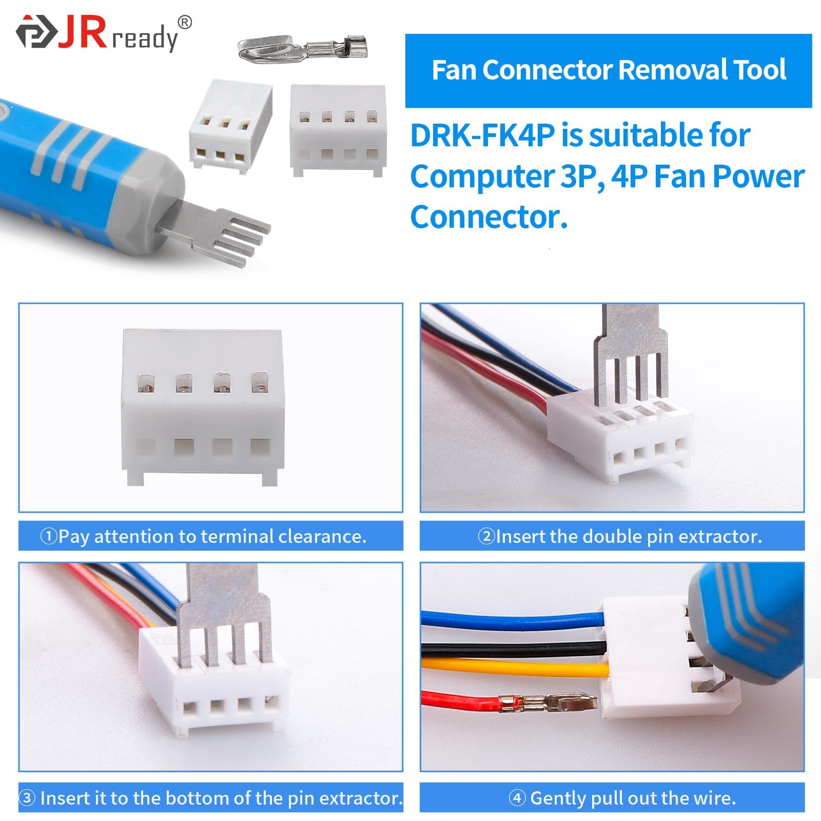 Jrready St5253 04 Molex Pin Extractor Kit Mini Fit Jr. Extraction Molex Micro Fit 3.0 Terminal Release Tool 3P 4P Pc Fan Connect