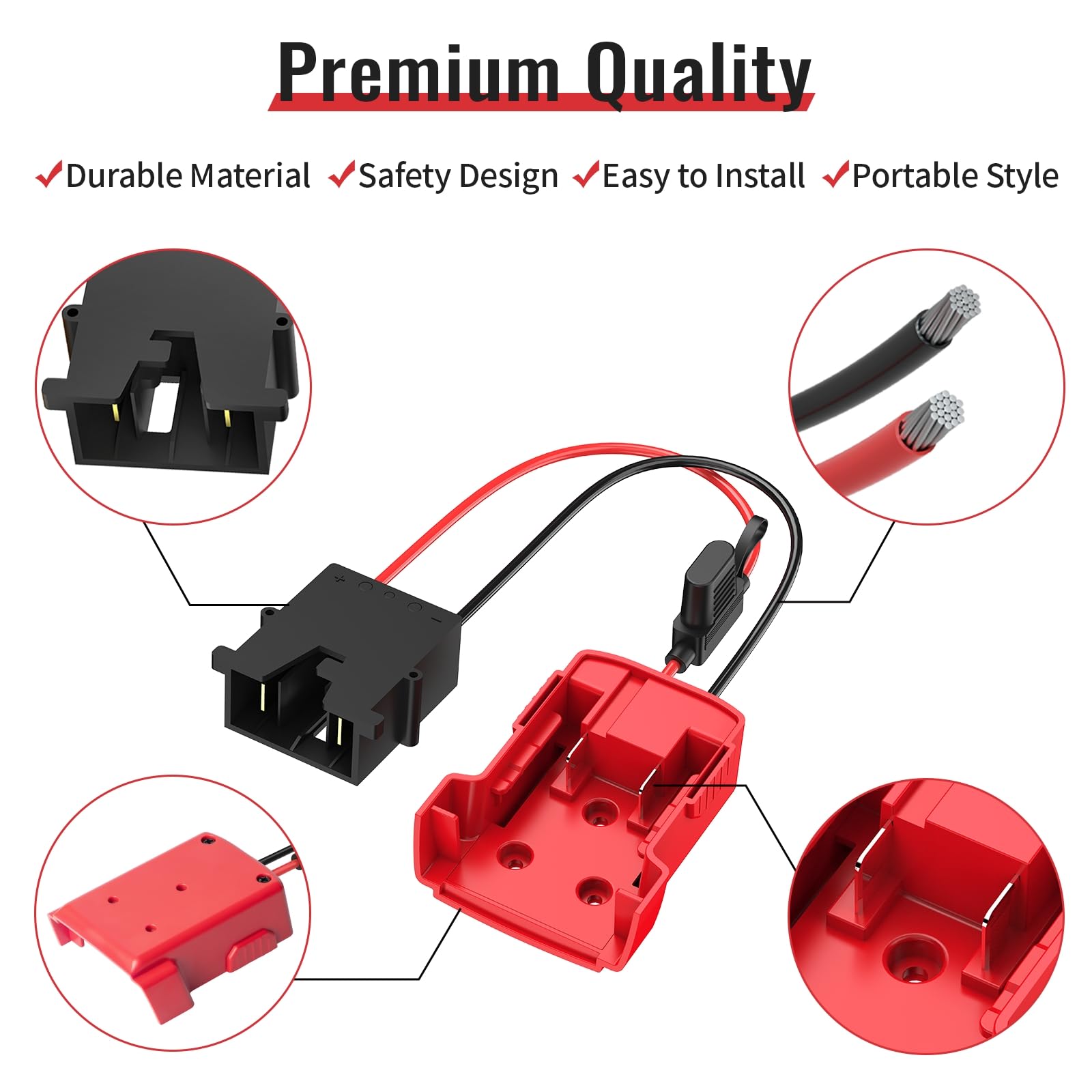 Kzreect Power Wheels Adapter For Milwaukee M18 Battery Adapter, 18V Power Wheels Battery Conversion Kit With Fuse Holder And Wir