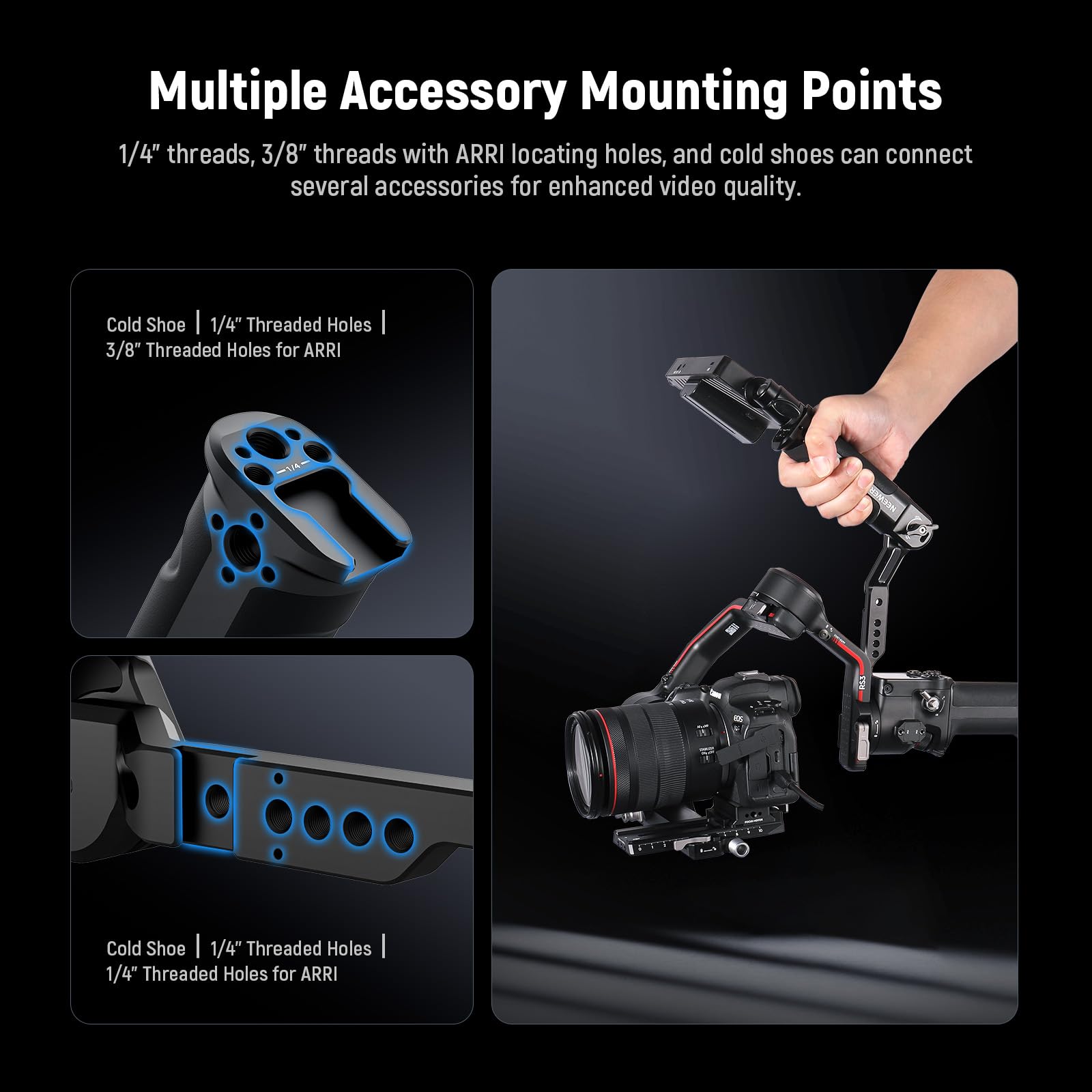 Neewer Rs4 Rs3 Adjustable Gimbal Sling Handle Grip With Nato Rail, Compatible With Dji Rs4 Rs4 Pro Rs3 Rs3 Pro Rs3 Mini Rs2 Rsc2