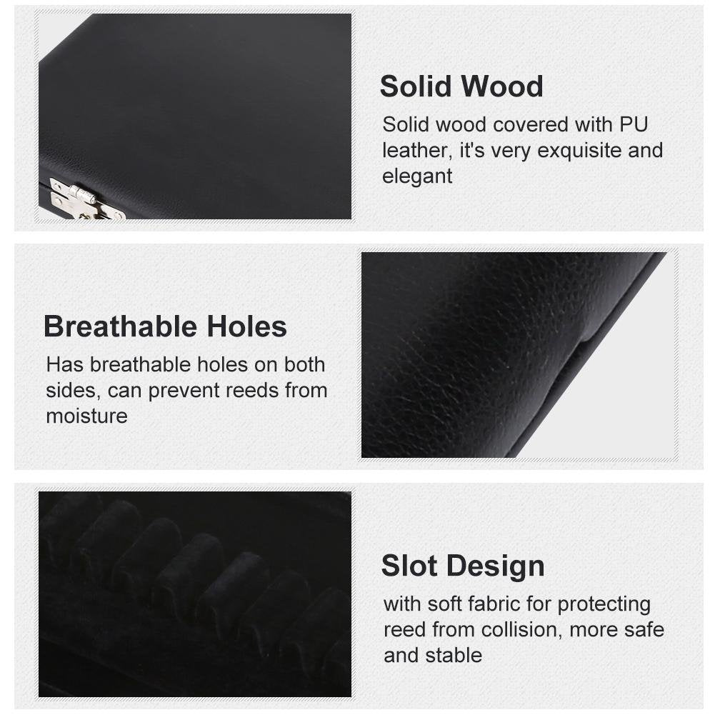 Oboe Case 20,Oboe Reeds,Oboe Case Storage,Wooden + Pu Leather Cover Case Holder Storage Box For 10/12/20Pcs Reeds Cover(Only A C