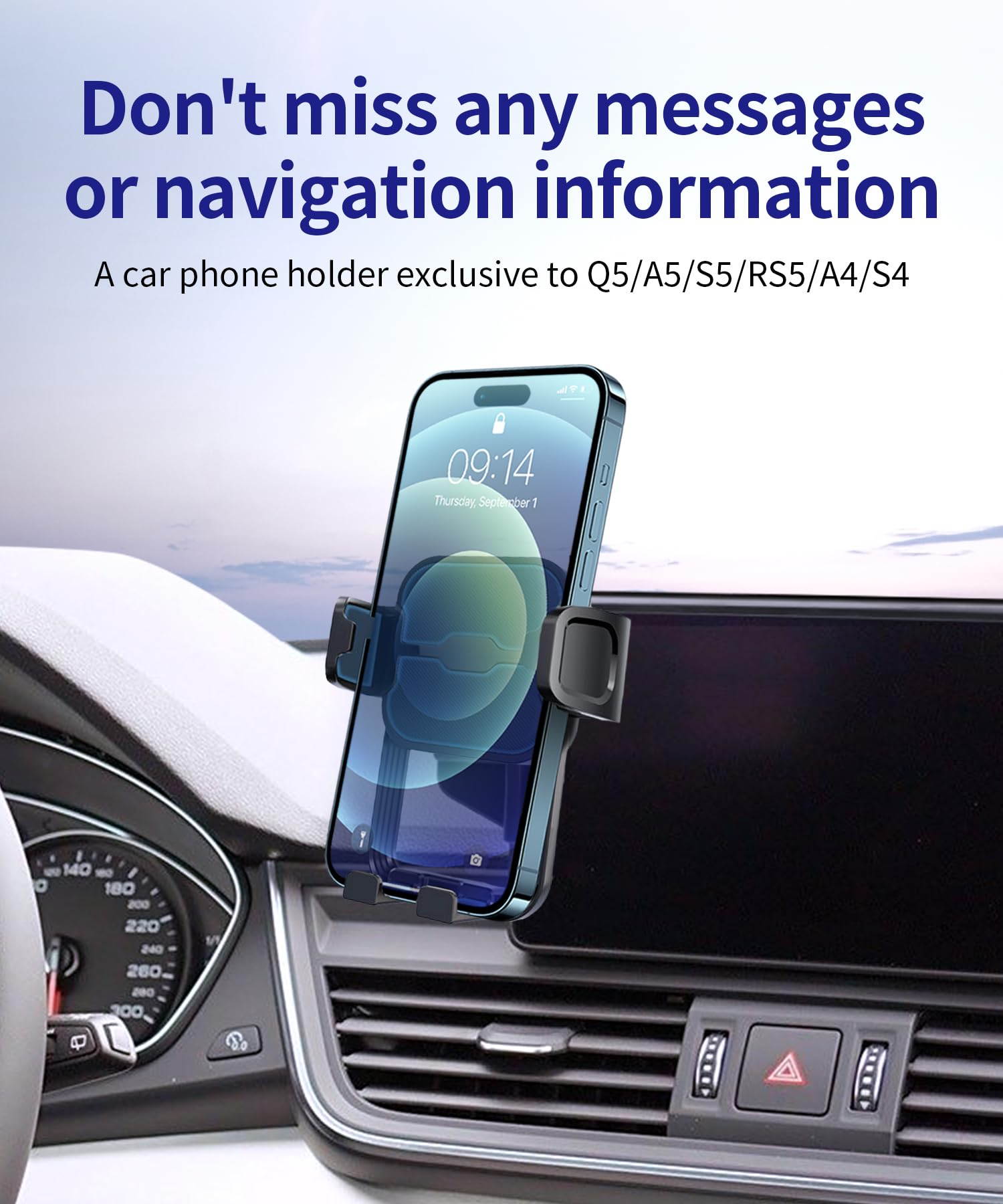 Masergogo Car Phone Holder For 2021-2025 Audi Q5/2020-2025 A5/S5/Rs5/20-25 A4/S4, 360 Rotation, 10.1 Inch Screen Fixed Clip, Aut