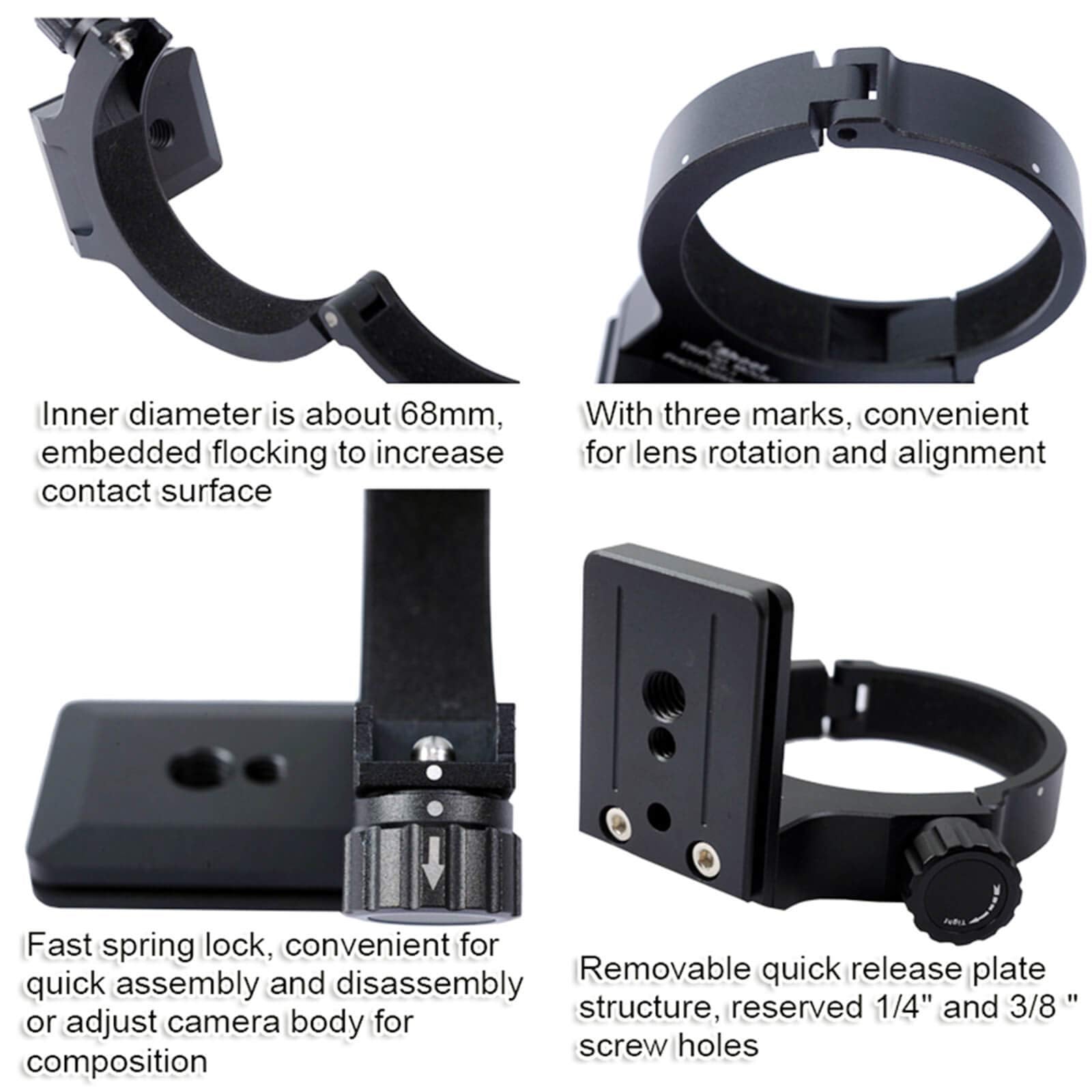 Ishoot Improved Lens Collar Tripod Mount Ring For Nikon Rt 1 Nikkor Af S 300Mm F/4E Pf Ed Vr & Af S 70 200Mm F/4G Ed Vr, Bottom
