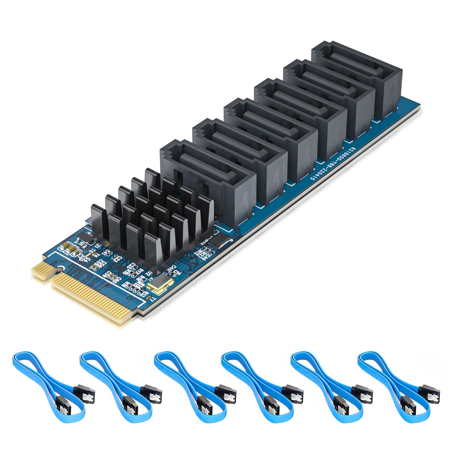 M.2 (M Key) To 6Xsata Adapter, With 6 Sata Cables, Sata3.0, No Riad, For Desktop Pc Support Ssd And Hdd