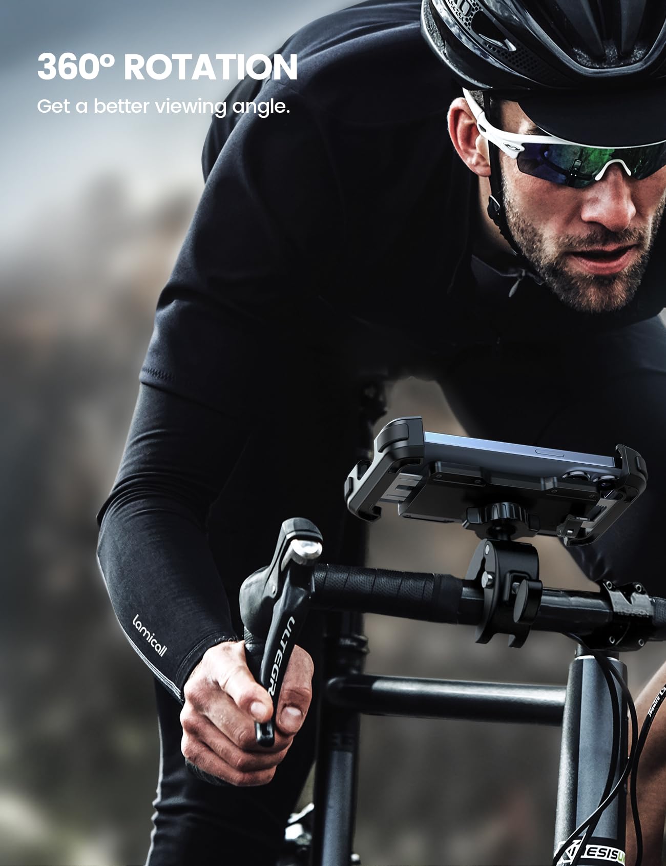 Lamicall Motorcycle Phone Mount, Bike Phone Holder - [Metal Lock] Upgrade Quick Install Handlebar Clip For Bicycle Scooter, Cell