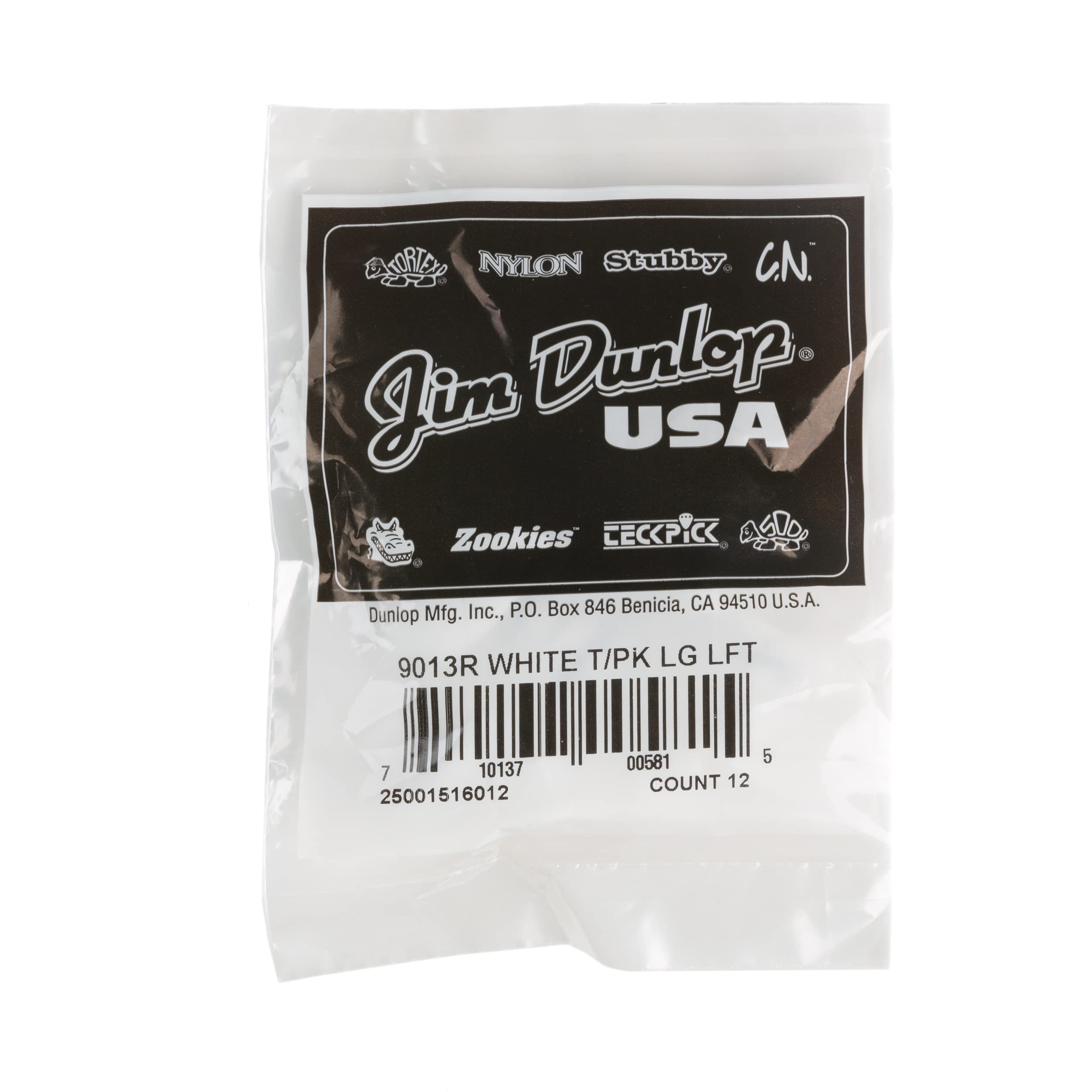 Jim Dunlop 9013R White Plastic Thumbpicks, Left Handed, Large, 12/Bag