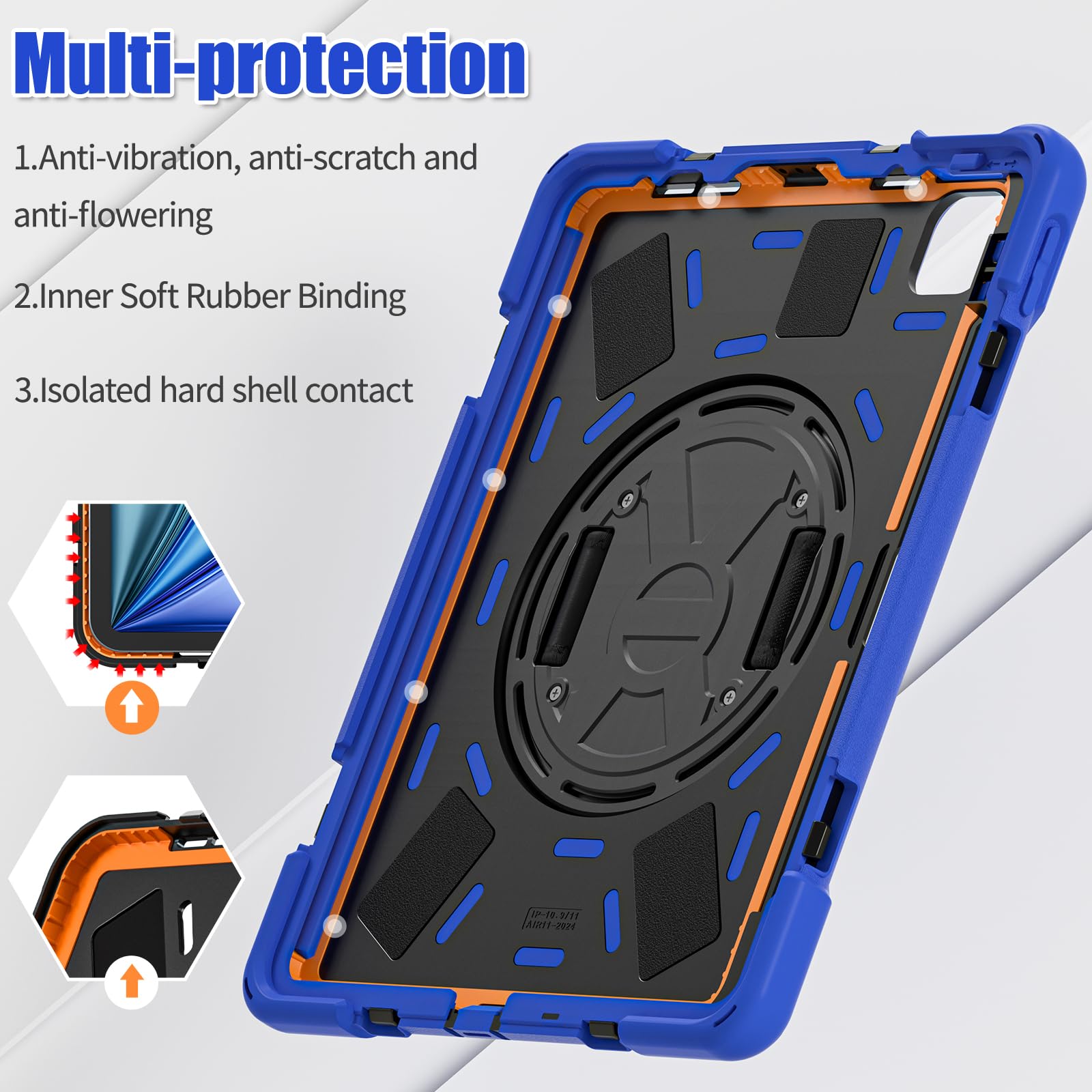 Tsqqst For Ipad Air 6Th Generation 11 Inch Case M2 2024, Ipad Air 5Th/4Th Gen Case 10.9 Inch With 360 Rotating Stand Hand/Should