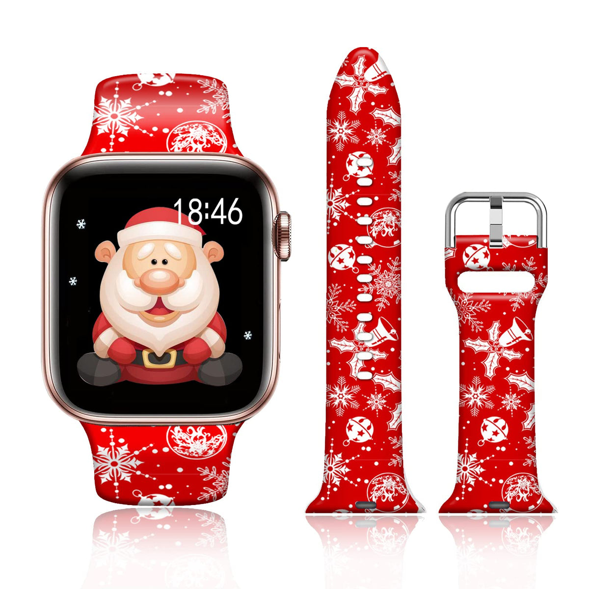 Ftfcase Christmas Balls Watch Bands Compatible With Apple Watch 49Mm 45Mm 44Mm 42Mm, Flower Printed Soft Silicone Sport Strap Re