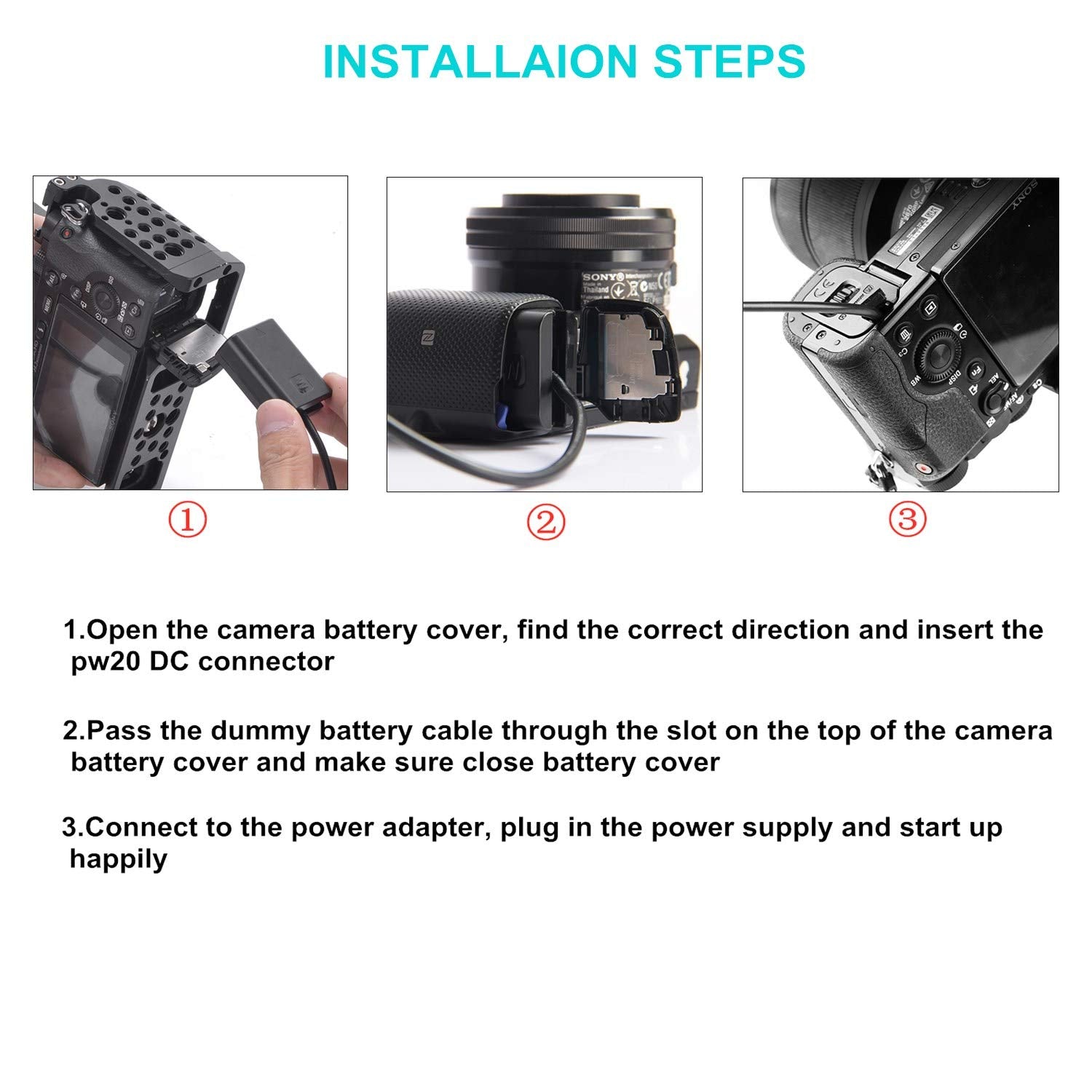 Tengdaxing Ac Pw20 Continuous Power Adapter Np Fw50 Dummy Battery For Sony Alpha Zv E10, A5000, A5100, A6000, A6100, A6300, A6400, A6500, A7, A7 Ii, A7R, A7R Ii, A7S, A7S Ii, Rx10 Cameras