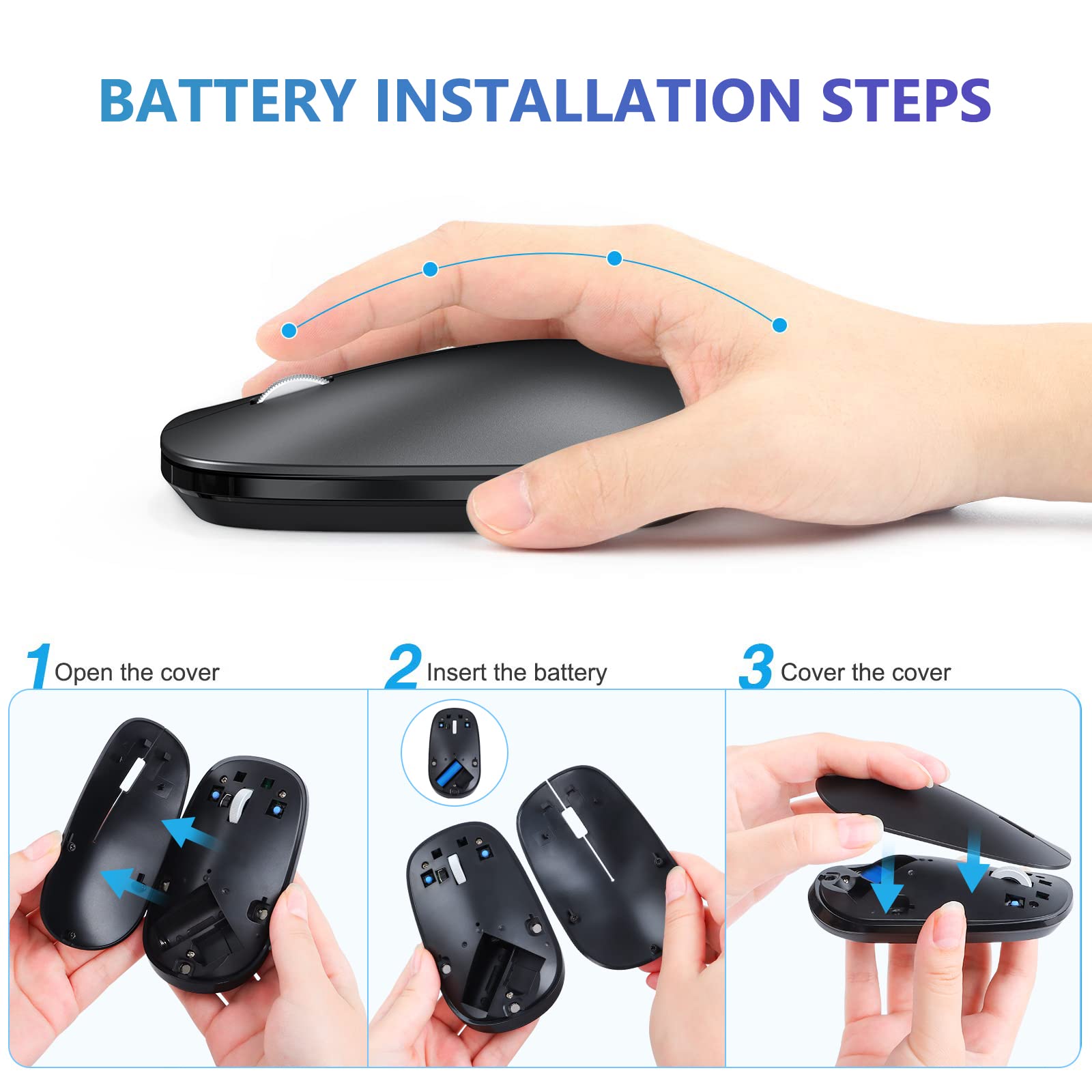 Omoton Bluetooth Mouse For Ipad And Iphone (Ipados 13/ Ios 13 And Above), Ultra Thin Wireless Mouse Compatible With Bluetooth En