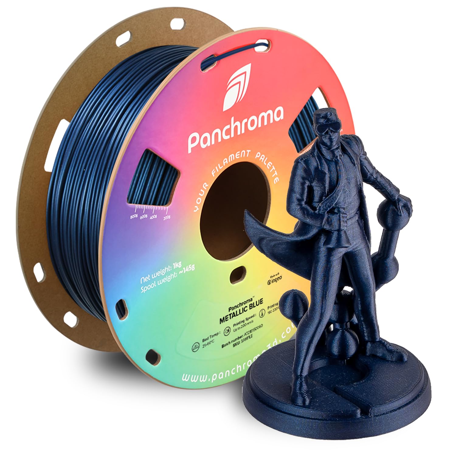 Polymaker Panchroma Metallic PLA Filament, Metallic Blue 1.75mm 3D Printing Filament, 3D Printer PLA Filament, Fit Most FDM 3D P