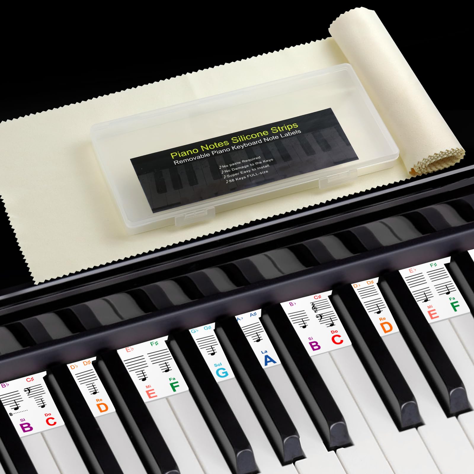 Removable Piano Keyboard Notes Labels, Piano Keyboard Stickers,Piano Key Stickers For Beginner 88/76/61/54/49/37 Key, Made Of Re