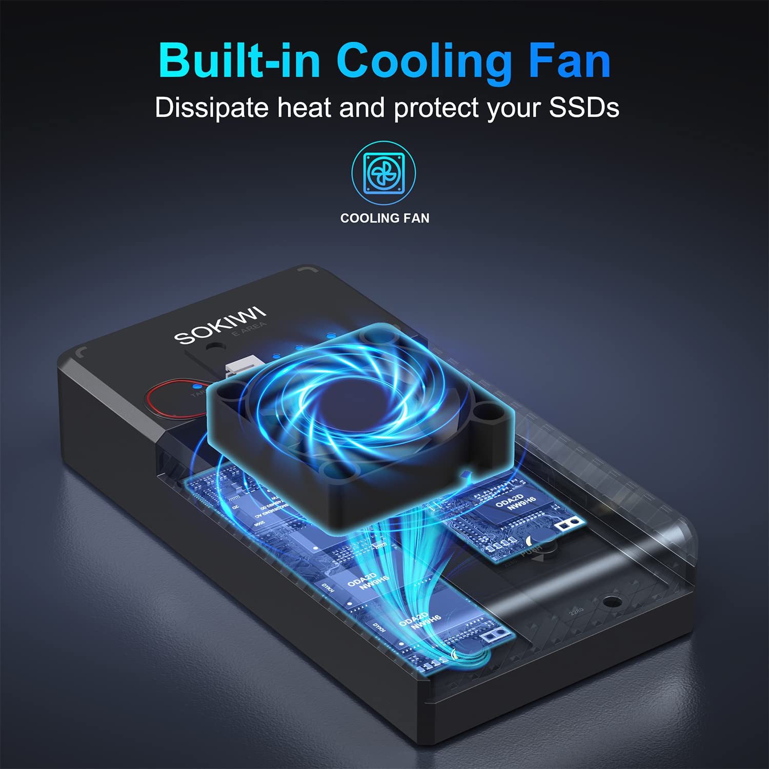 Nvme M.2 Duplicator Dual Bay Offline Clone Tool Free, 10Gbps Nvme Docking Station With Cooling Fan ,Nvme M.2 Ssd Enclosure For N