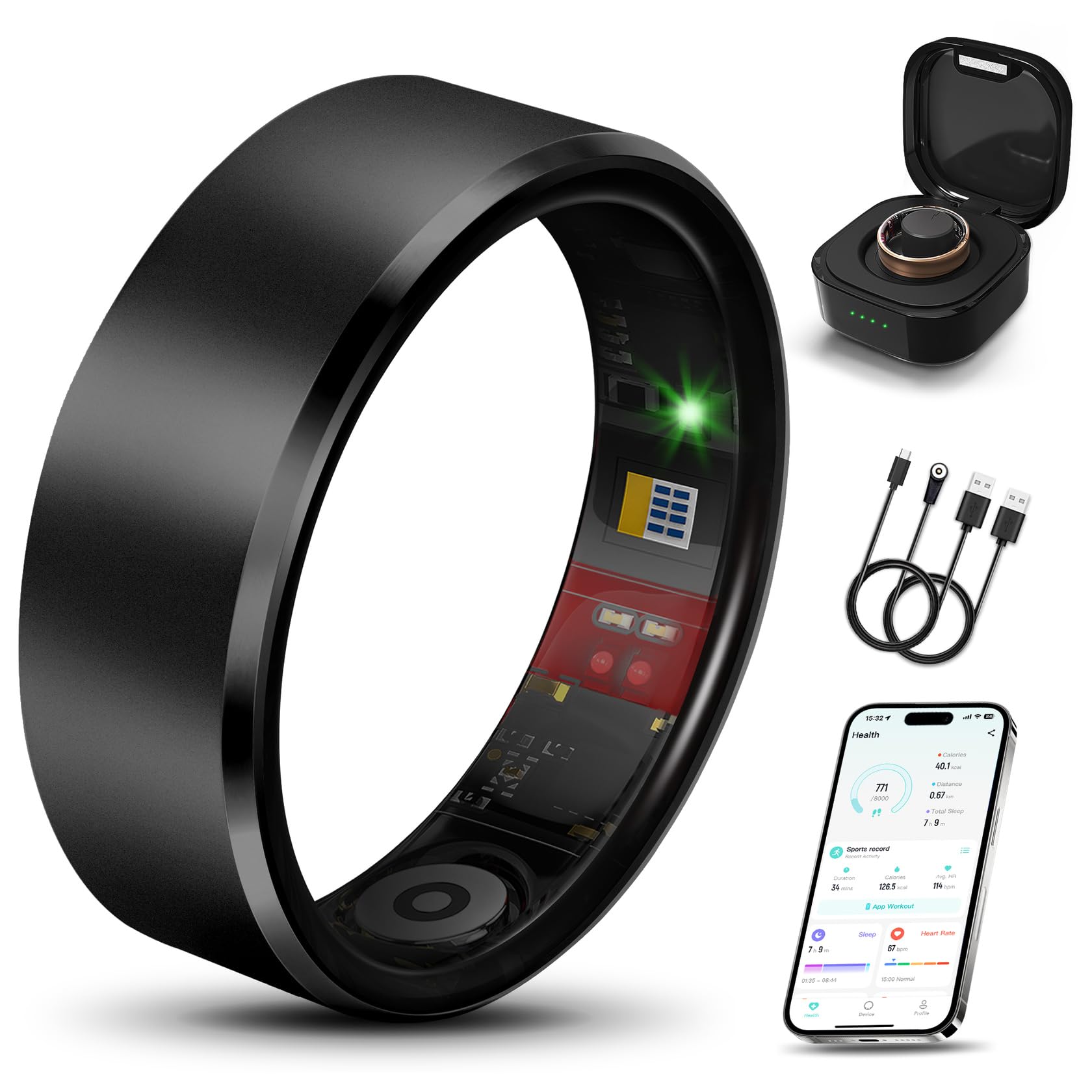 Milavan Smart Health Ring 2.0 for Women Men, Slim Scratch & Fingerprint Resistant Design,Efficient Chip Fitness Tracker, Brown 1