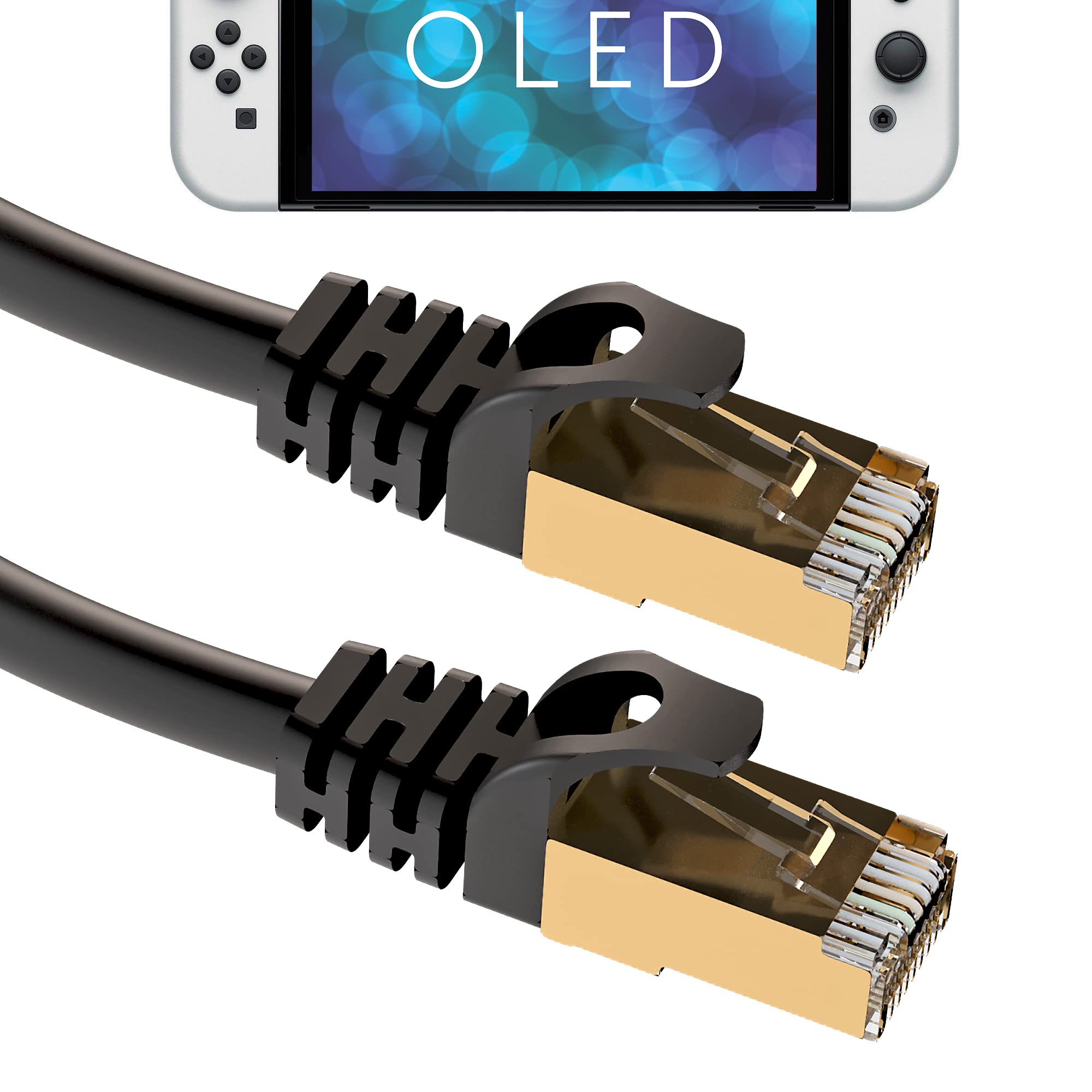 TALK WORKS Network Cable Compatible w/Nintendo Switch OLED - 10 ft/3 m Long, Cat7 RJ45 Ethernet Cable-Fast Transmission for Stab