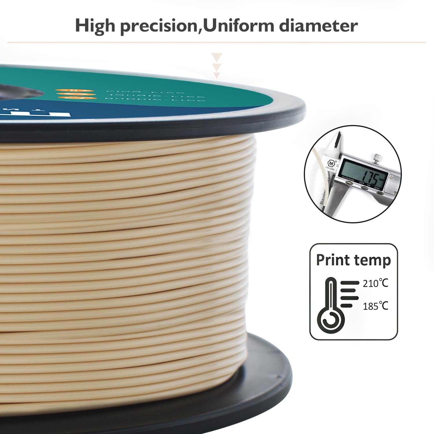 Giantarm 3D Printer Filament, Bone White Pla Filament, 1Kg(2.2Lbs) Spool, 1.75Mm Dimension Accuracy +/  0.03Mm, 3D Printing Fila