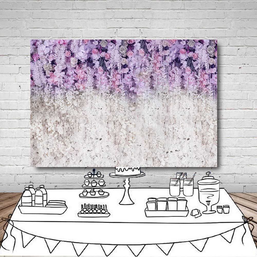 Mehofond Lavender And White Floral Bridal Shower Photo Studio Background Props Light Purple Lilac Wedding Photography Backdrop F