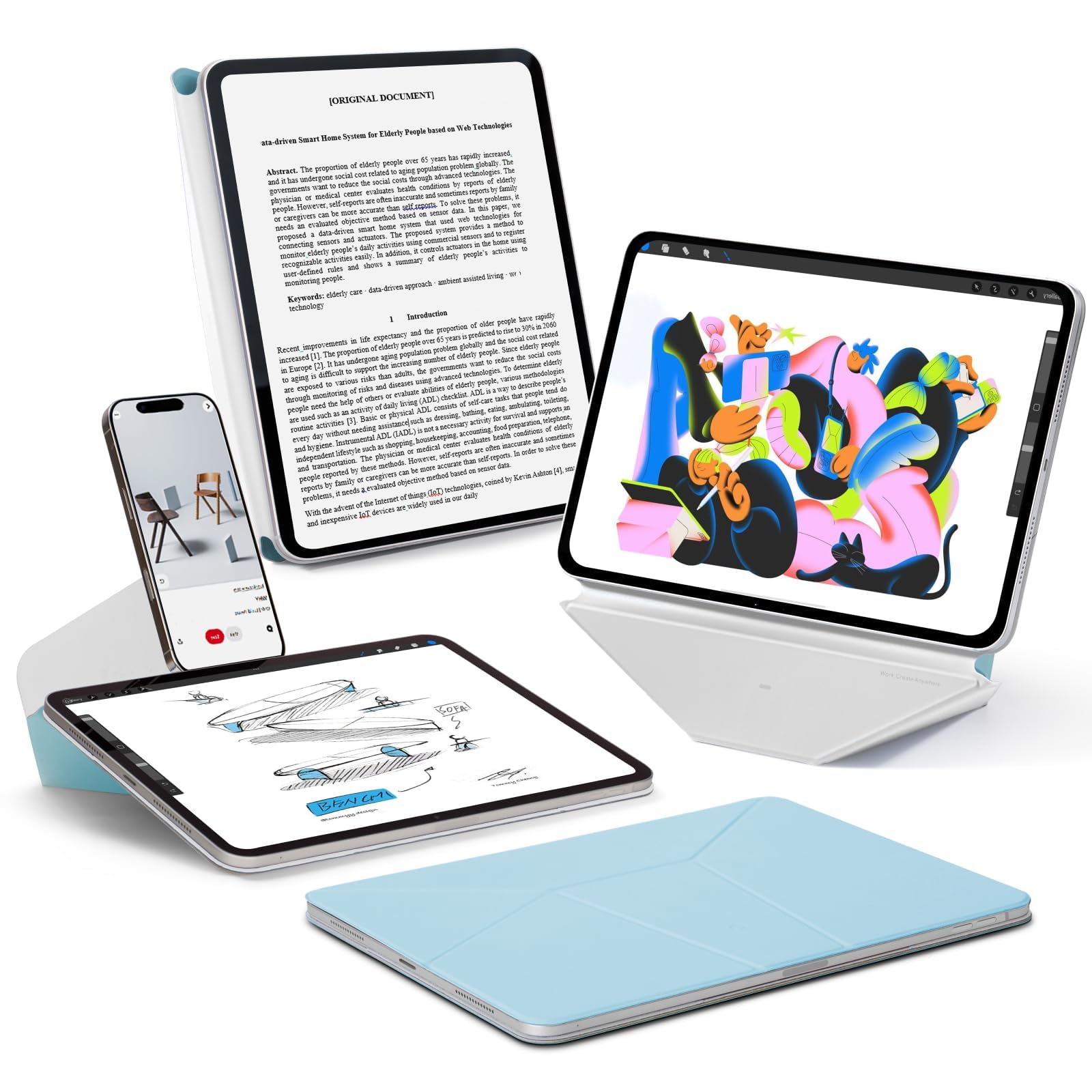 MOFT Dynamic Folio Case for iPad Pro 11- inch (M5 2025 / M4 2024), Slim Magnetic Stand Case with 20+ Viewing Angles, Auto Wake/S