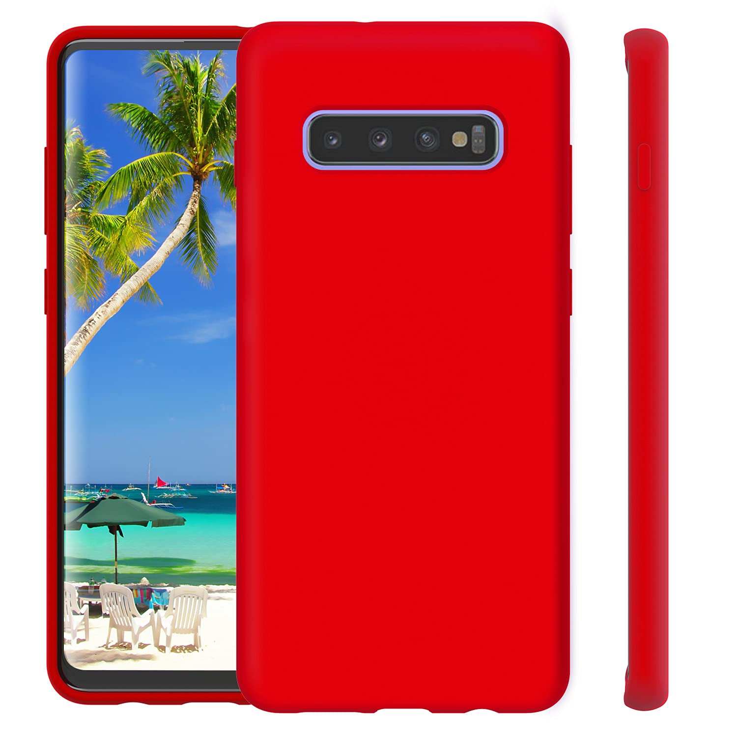 Meifei Galaxy S10 Plus Case, Samsung Galaxy S10 Plus Case Liquid Silicone Case Dual Layer Hybrid Hard Pc Soft Silicone Gel Rubbe