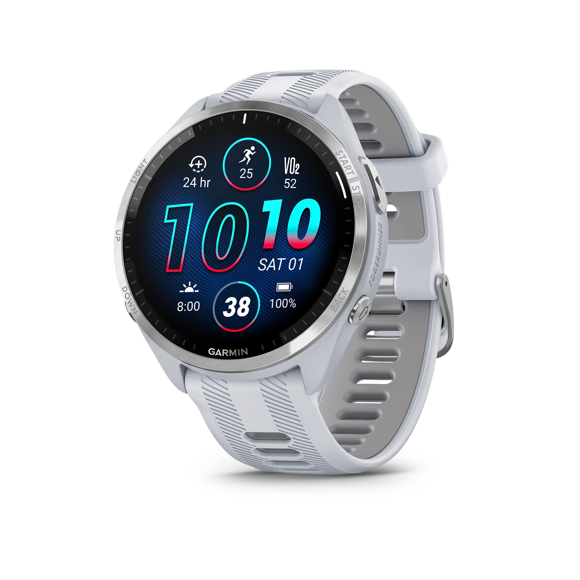 Garmin Forerunner 965 Running Smartwatch, Colorful AMOLED Display, Training Metrics and Recovery Insights, Whitestone and Powder